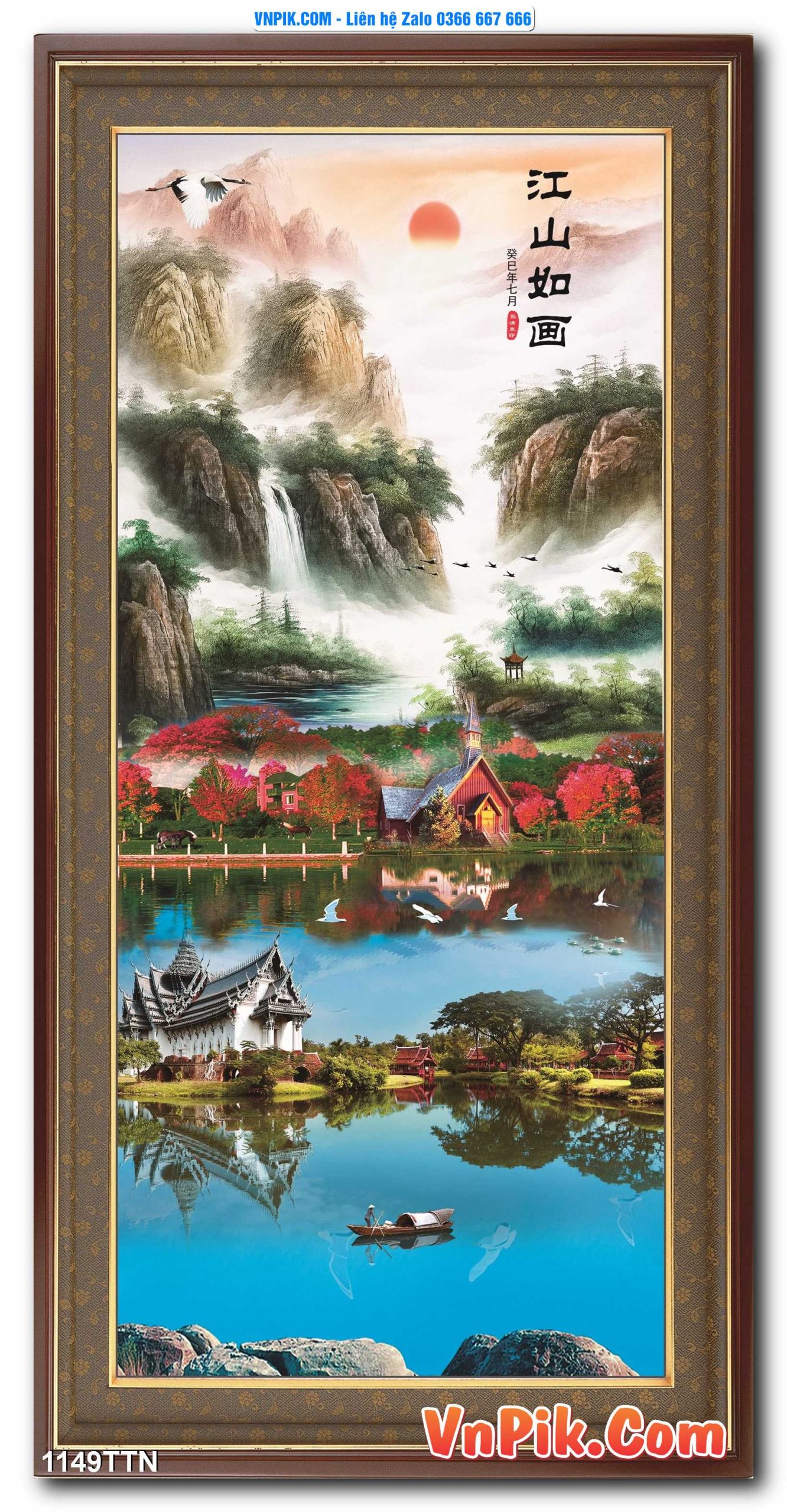Tranh thác nước – Tranh phong thủy – Tranh treo tường mã 1149TTN