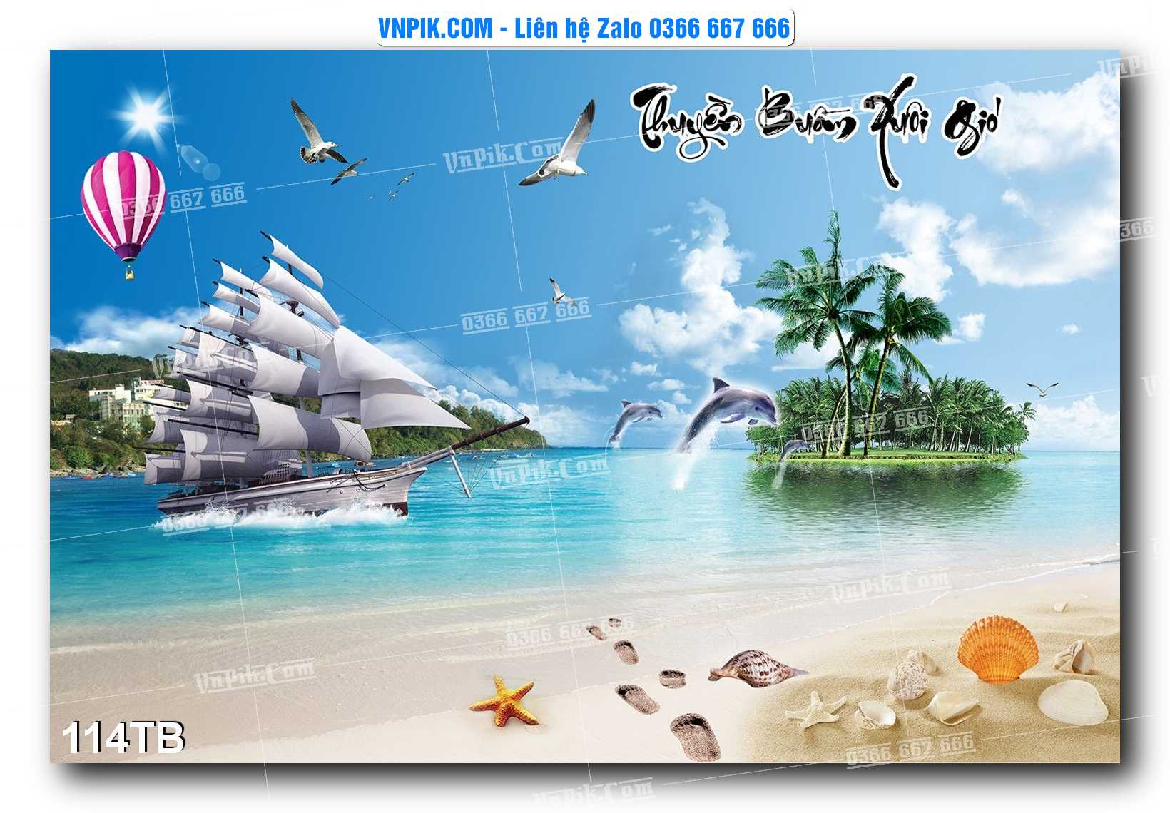 Tranh thuận buồm xuôi gió file PSD mẫu 114TB