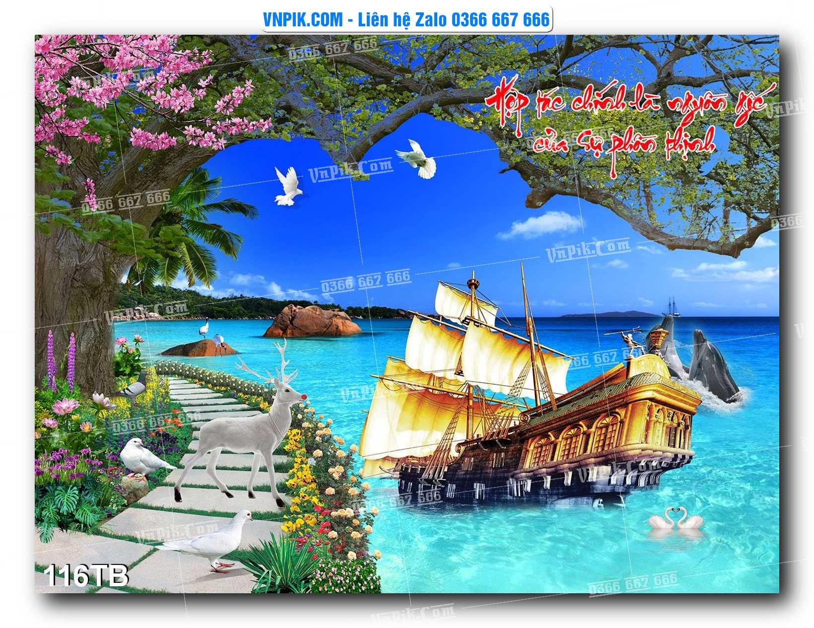Tranh thuận buồm xuôi gió file PSD mẫu 116TB
