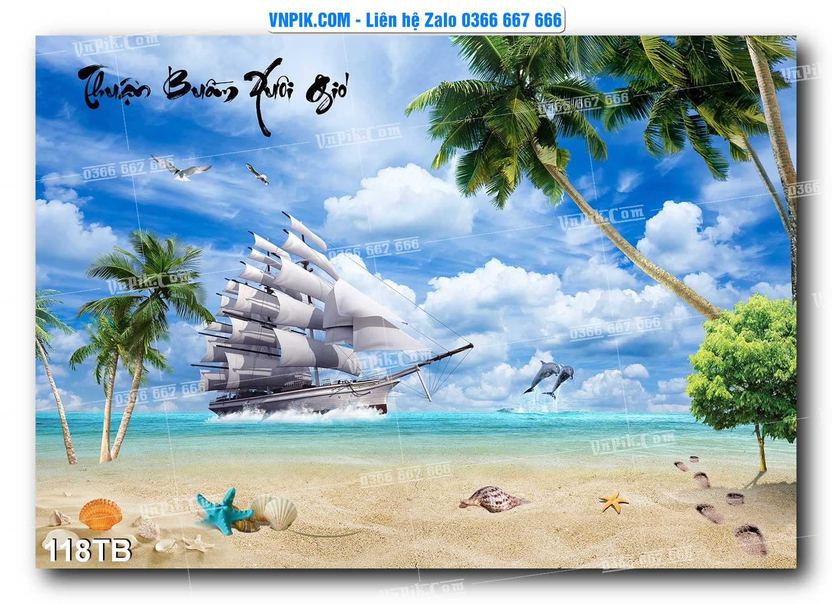 Tranh thuận buồm xuôi gió file PSD mẫu 118TB