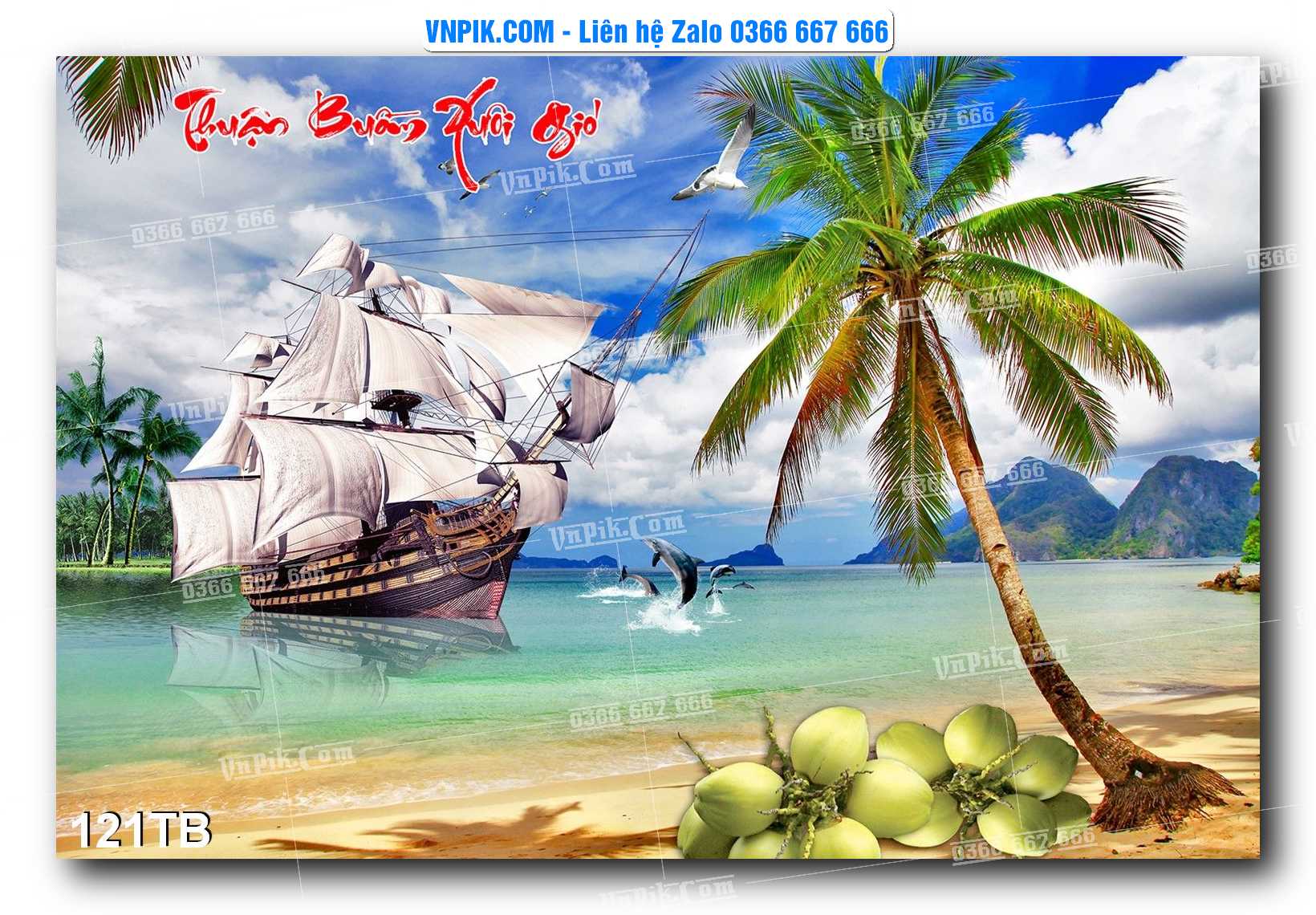 Tranh thuận buồm xuôi gió file PSD mẫu 121TB