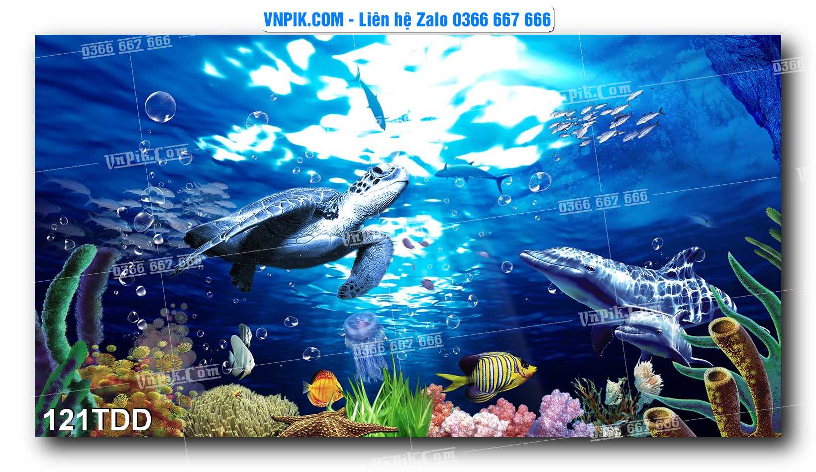 Tranh đại dương – cá heo 3D – tranh bể cá 121TDD