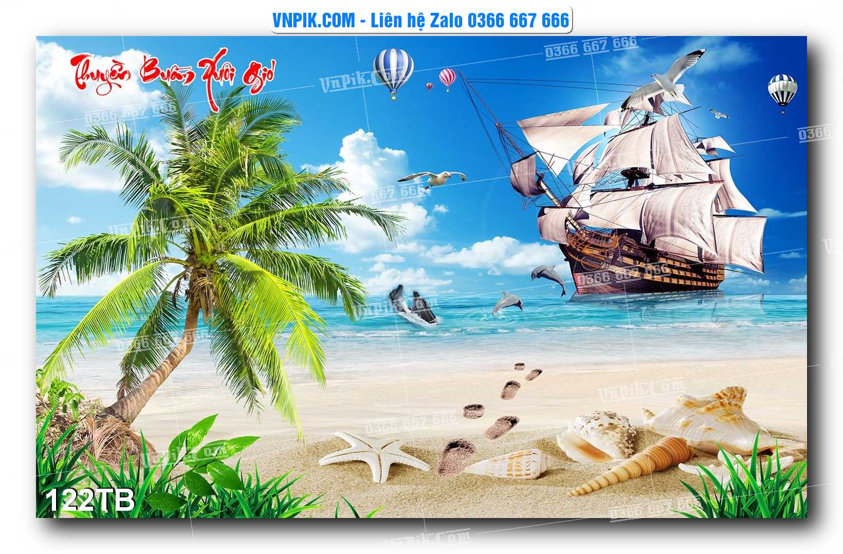 Tranh thuận buồm xuôi gió file PSD mẫu 122TB