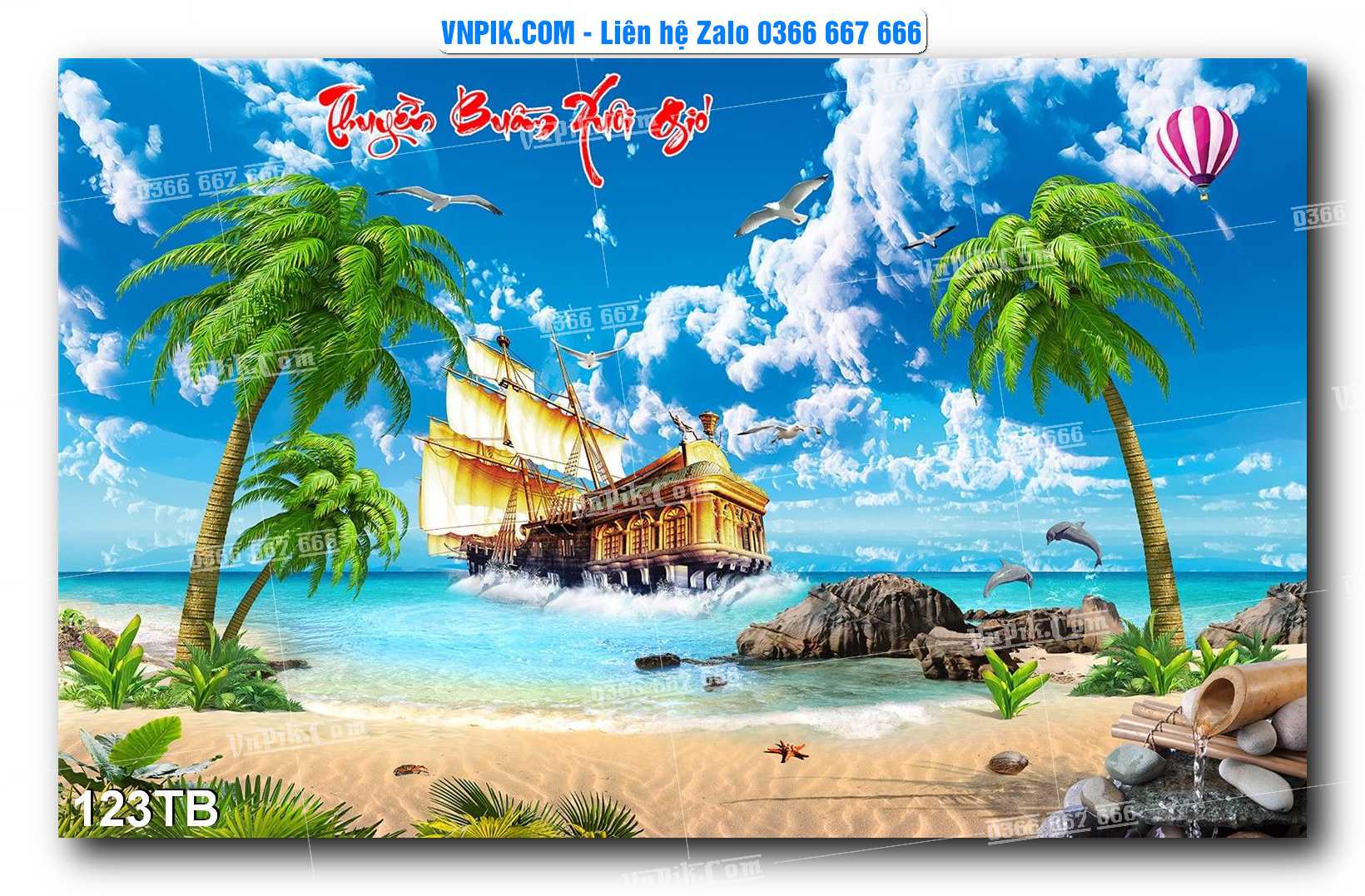 Tranh thuận buồm xuôi gió file PSD mẫu 123TB