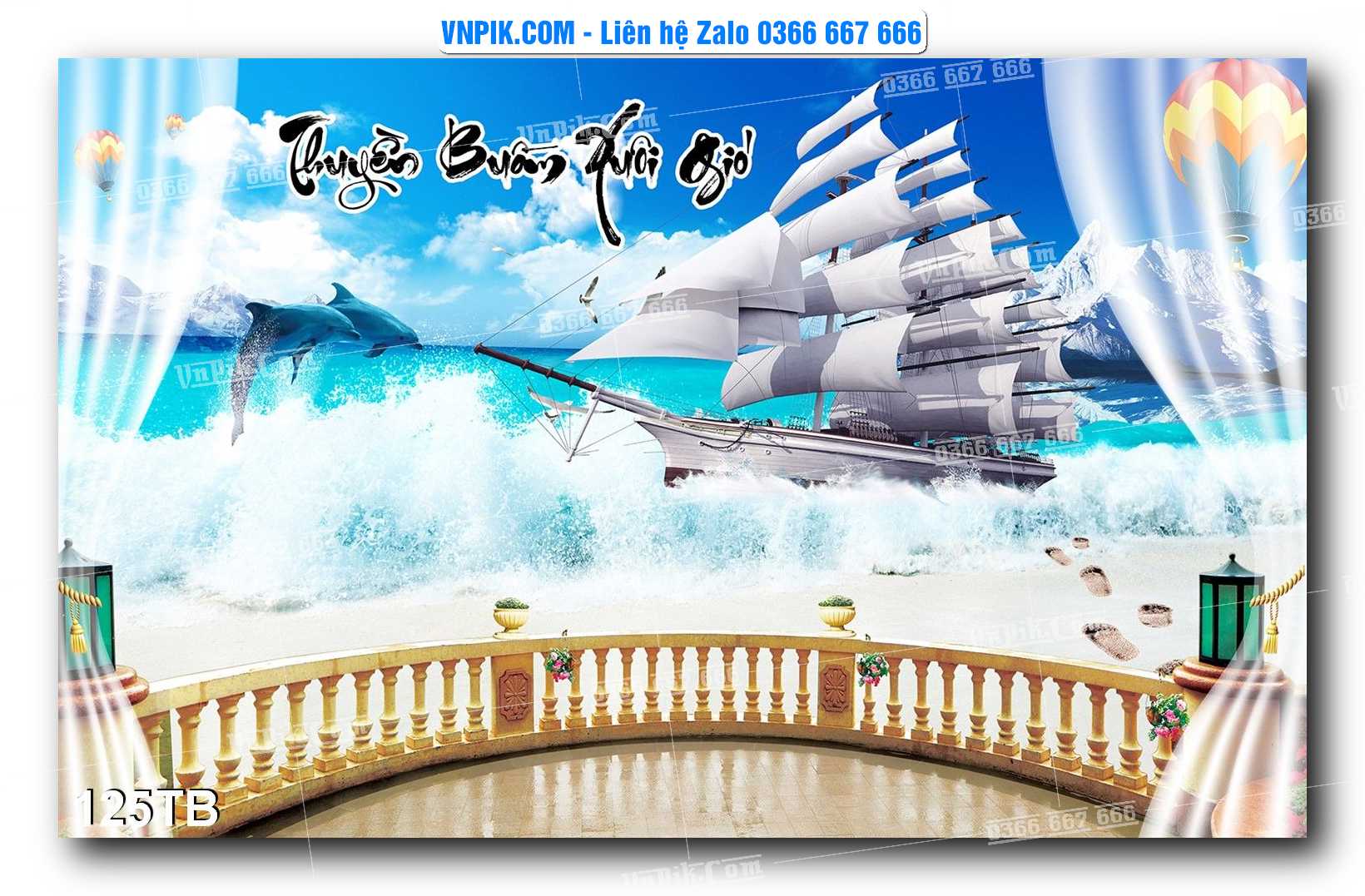 Tranh thuận buồm xuôi gió file PSD mẫu 125TB
