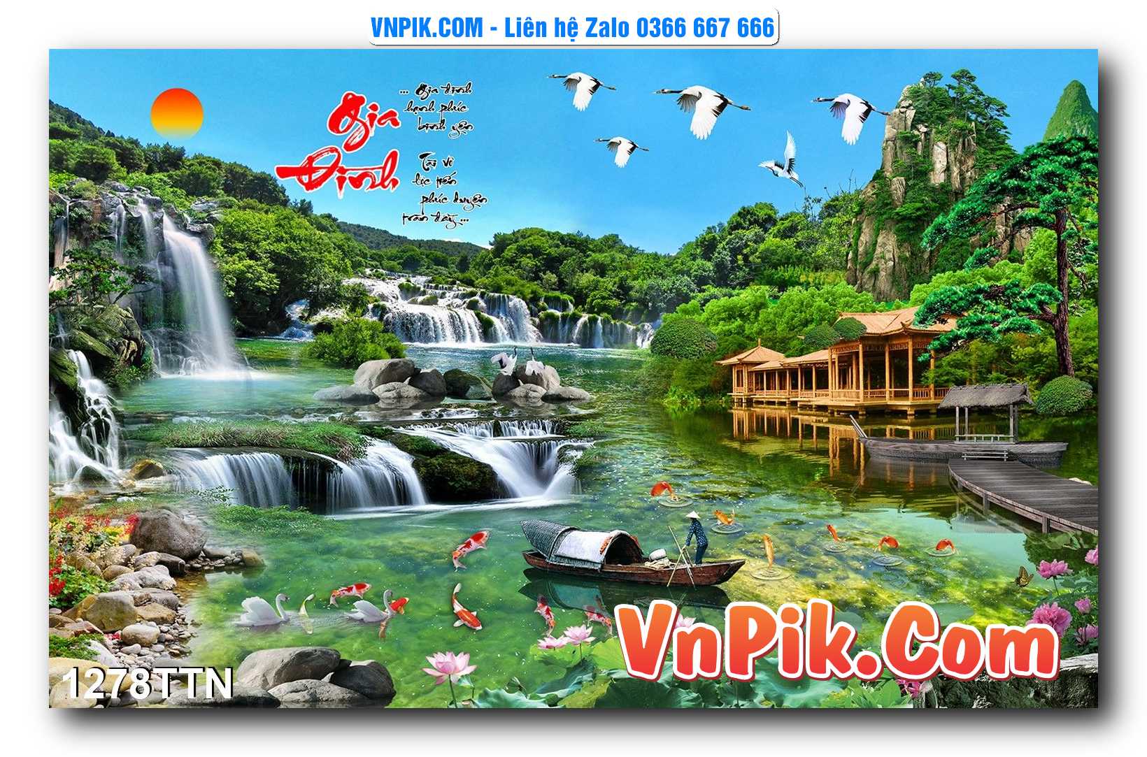 Tranh thác nước – Tranh phong thủy – Tranh treo tường mã 1278TTN