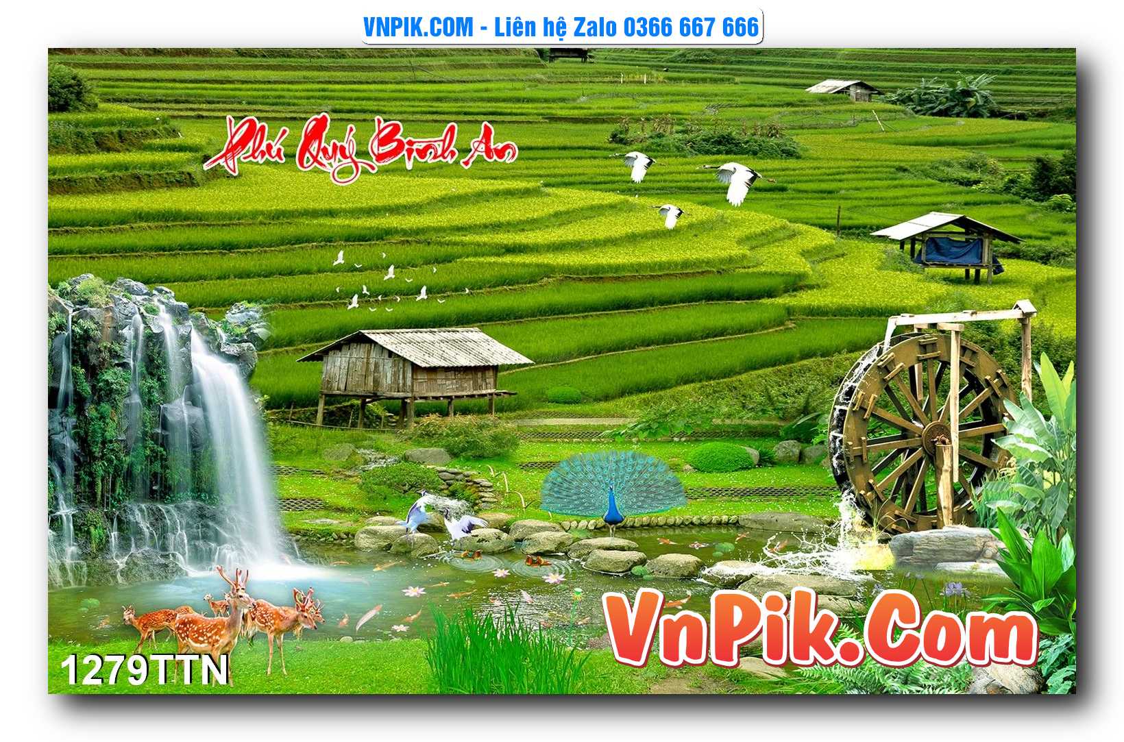Tranh thác nước – Tranh phong thủy – Tranh treo tường mã 1279TTN