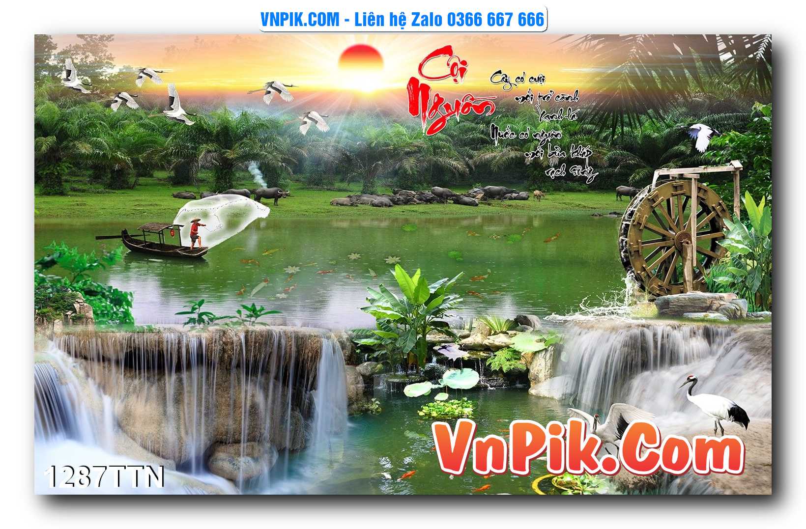 Tranh thác nước – Tranh phong thủy – Tranh treo tường mã 1287TTN