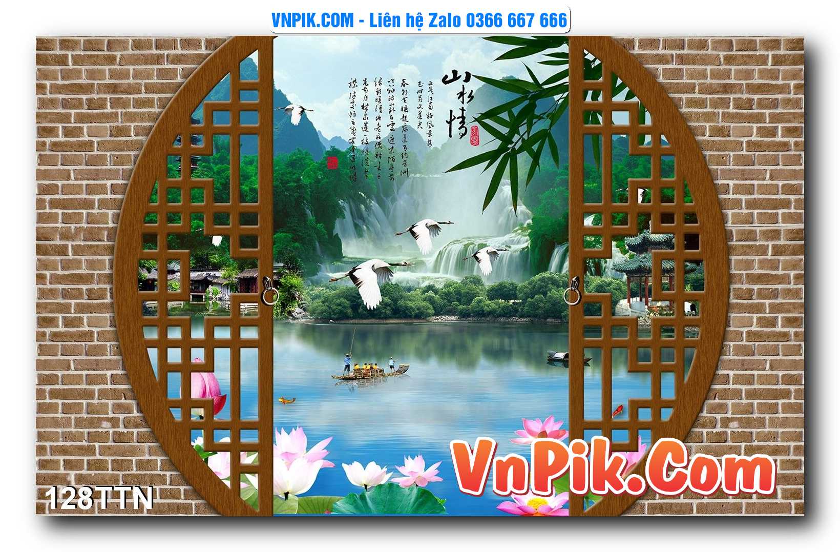 Tranh thác nước – Tranh phong thủy – Tranh treo tường mã 128TTN
