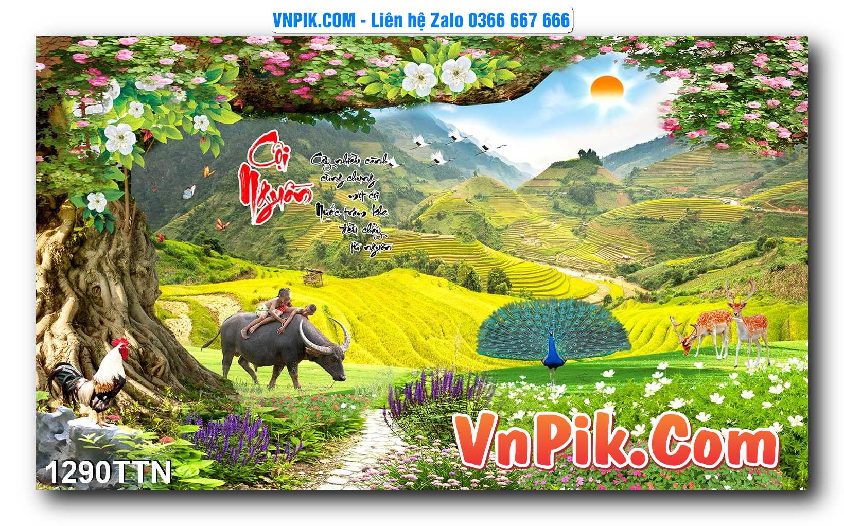Tranh thác nước – Tranh phong thủy – Tranh treo tường mã 1290TTN