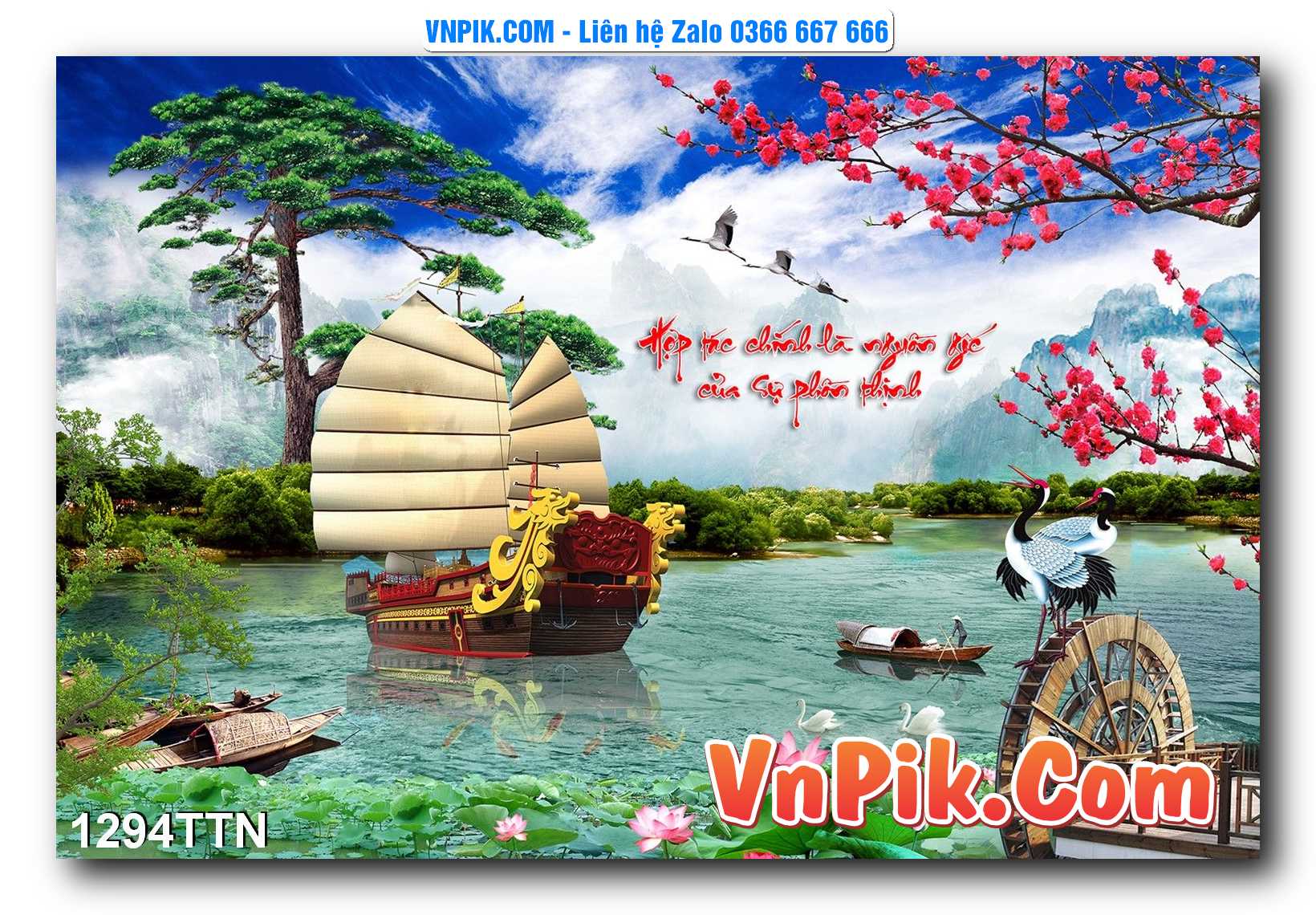 Tranh thác nước – Tranh phong thủy – Tranh treo tường mã 1294TTN