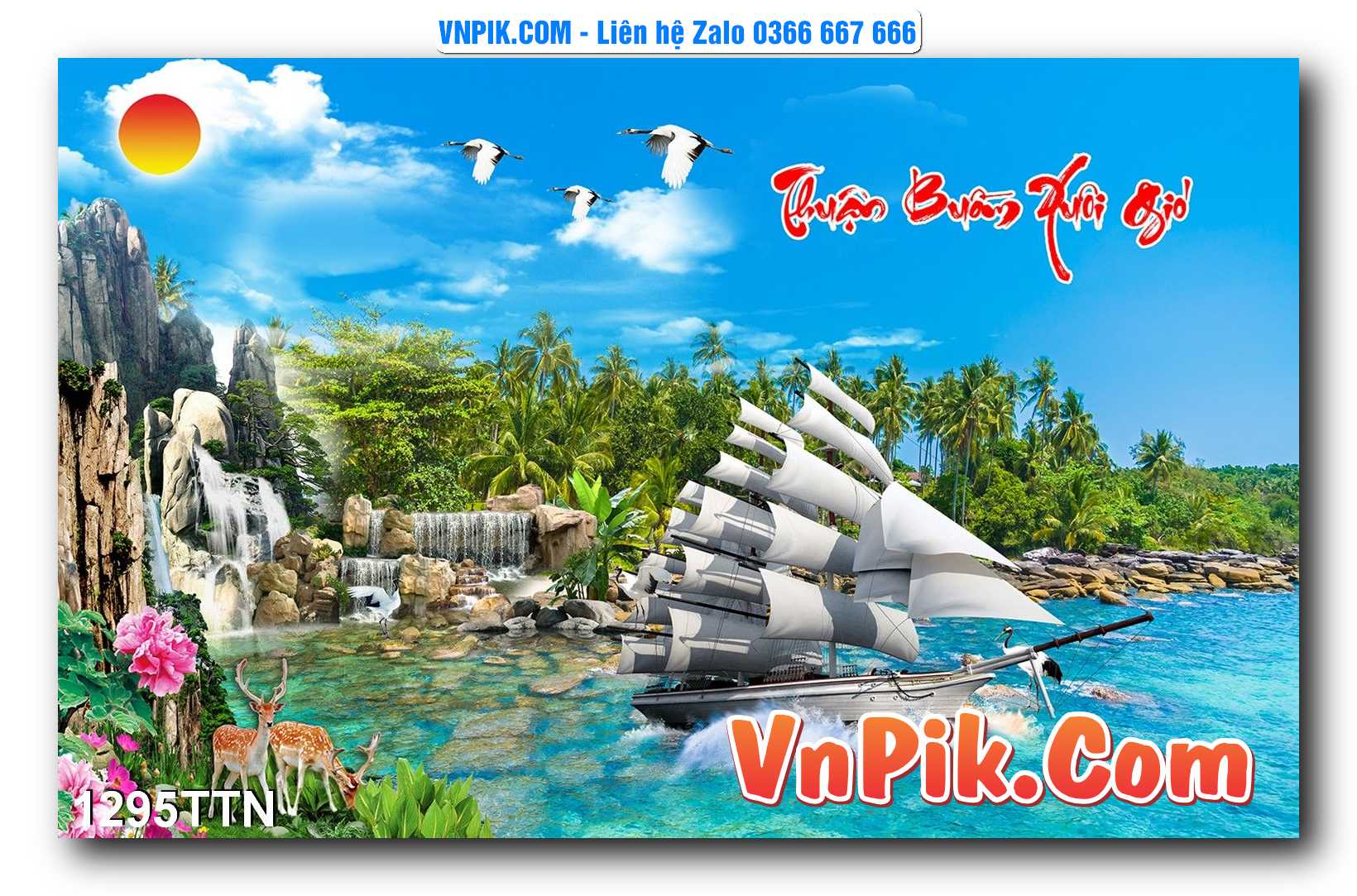 Tranh thác nước – Tranh phong thủy – Tranh treo tường mã 1295TTN