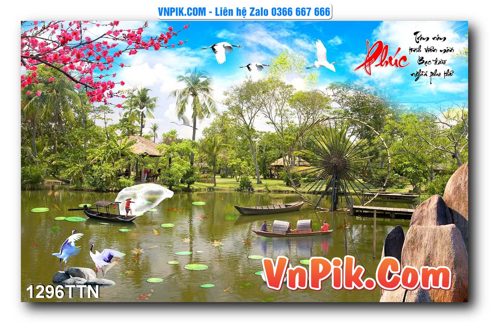 Tranh thác nước – Tranh phong thủy – Tranh treo tường mã 1296TTN