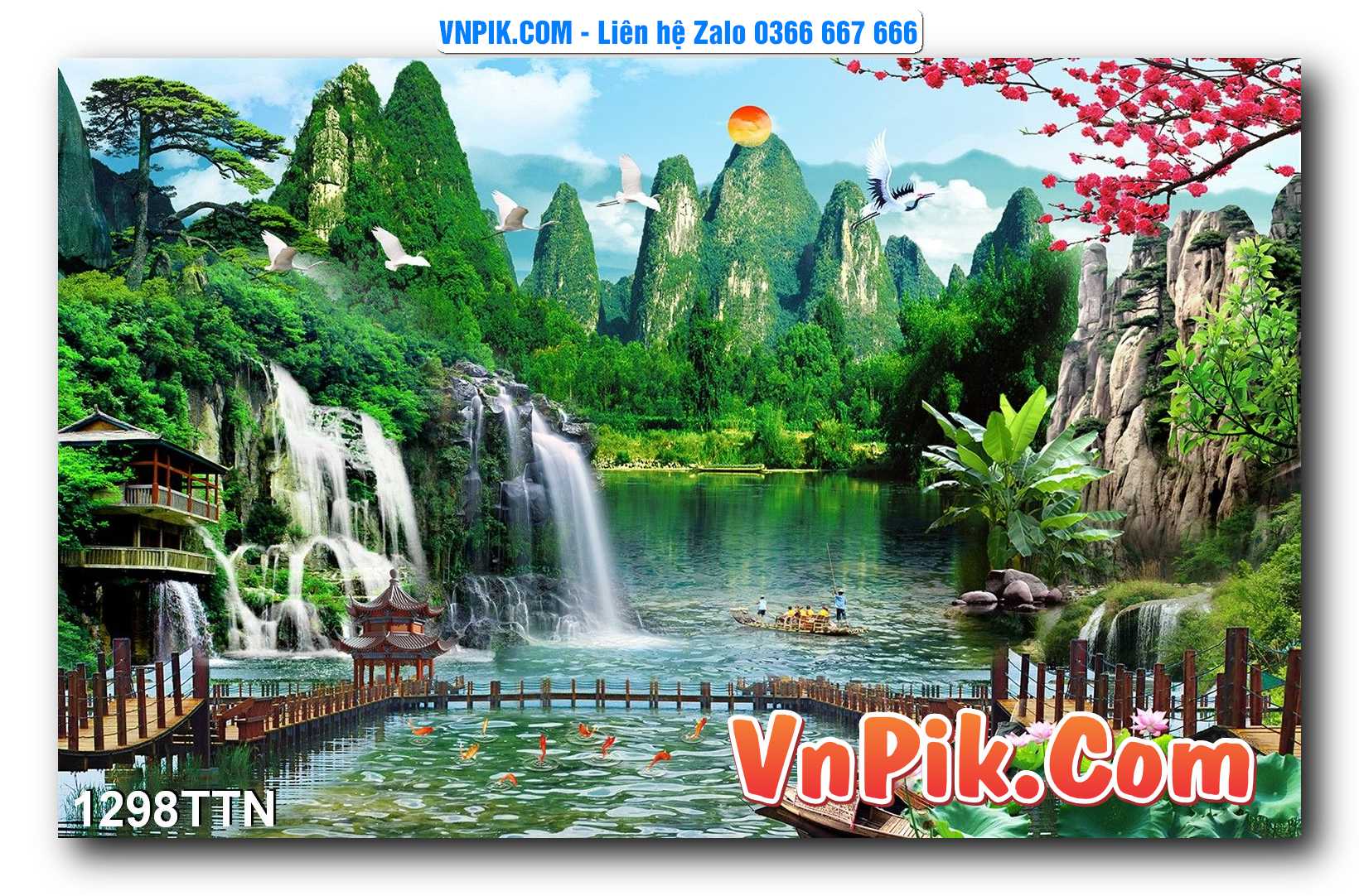 Tranh thác nước – Tranh phong thủy – Tranh treo tường mã 1298TTN