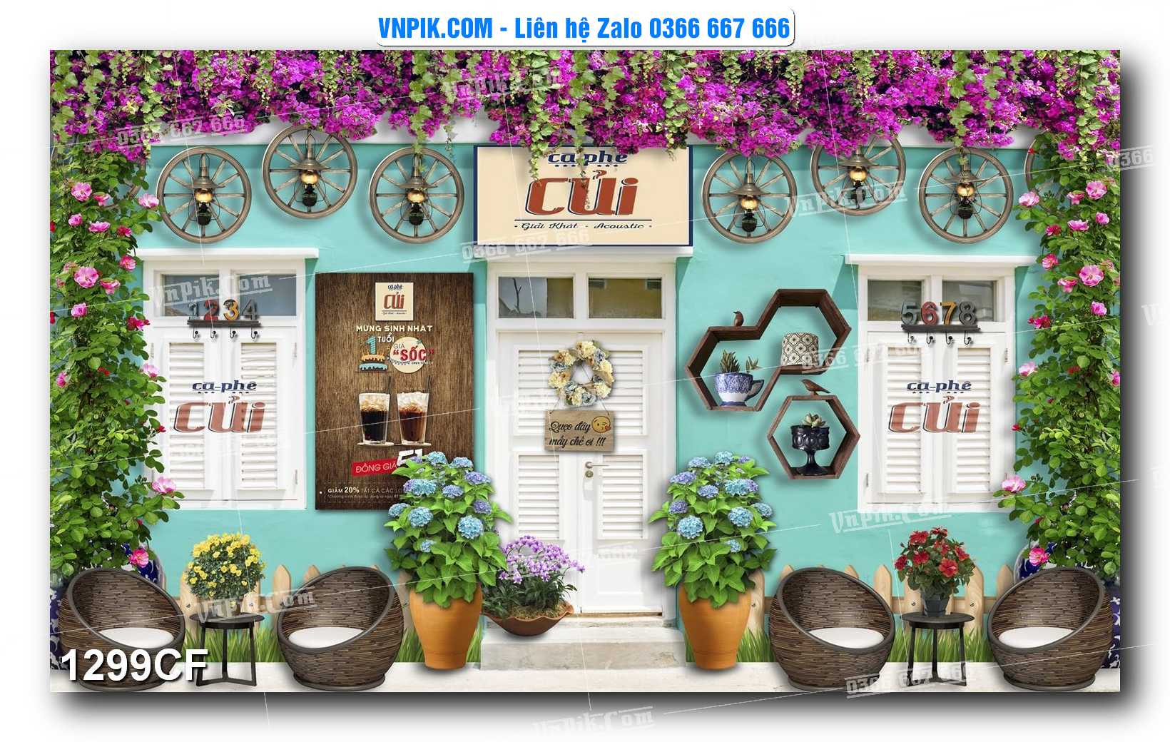 Tranh tường trang trí quán cà phê – trà chanh – trà sữa mã 1299CF
