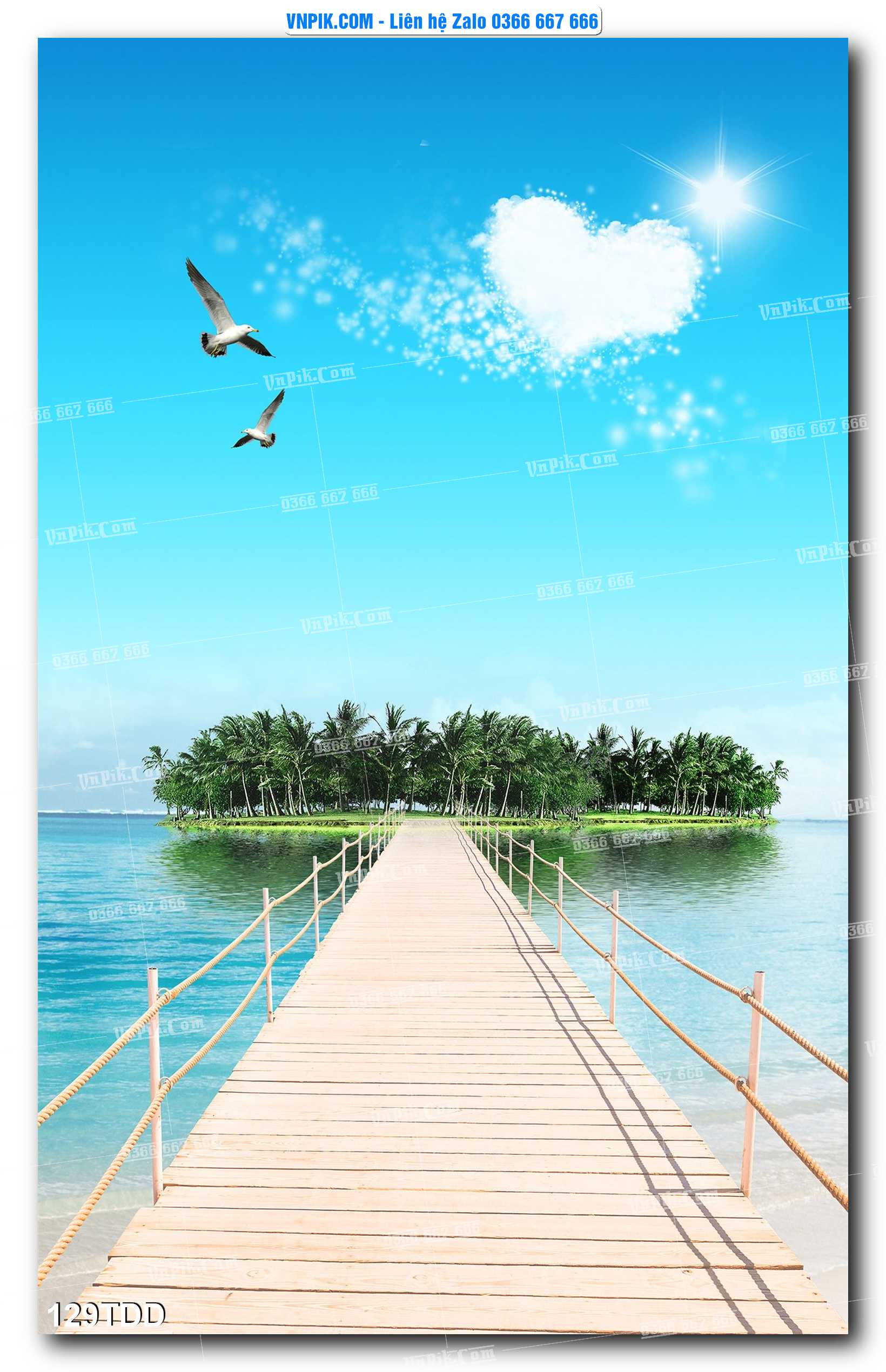 Tranh đại dương – cá heo 3D – tranh bể cá 129TDD