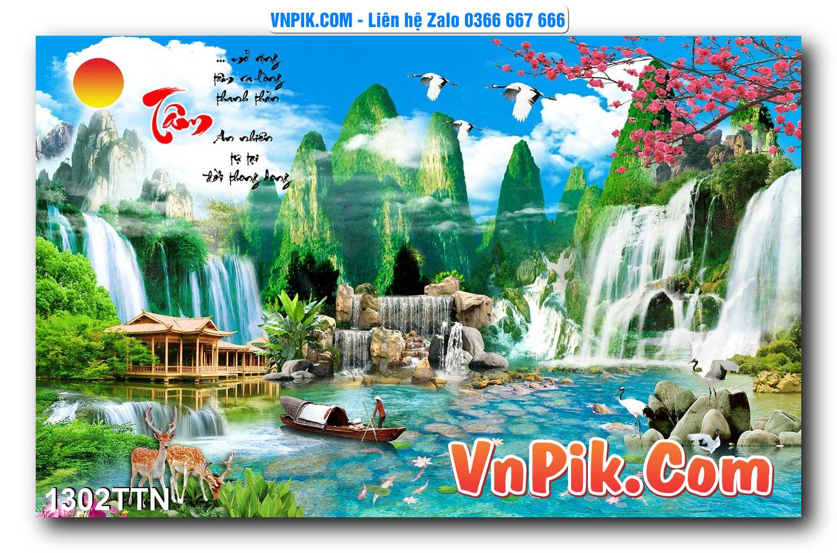 Tranh thác nước – Tranh phong thủy – Tranh treo tường mã 1302TTN
