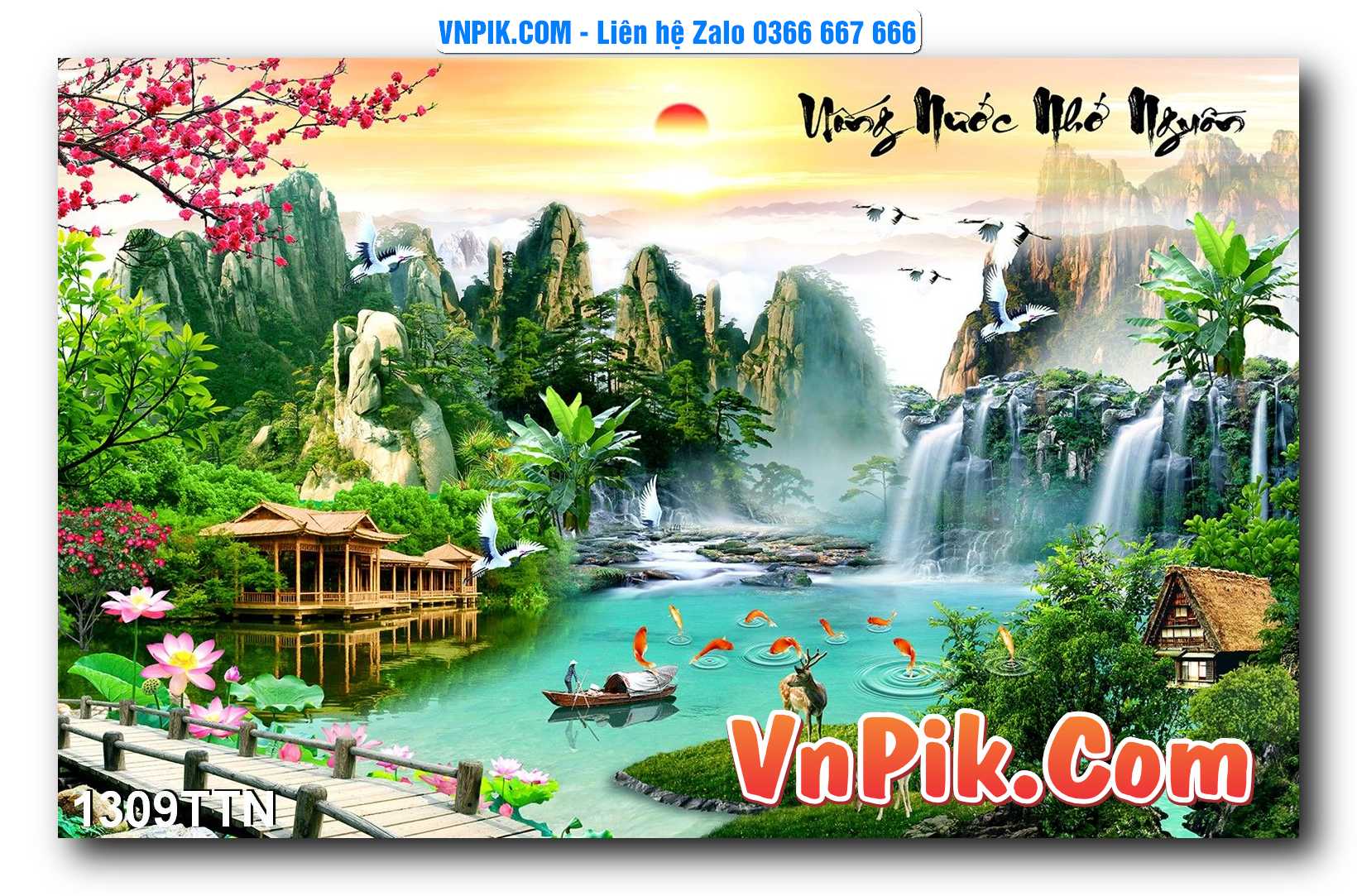 Tranh thác nước – Tranh phong thủy – Tranh treo tường mã 1309TTN