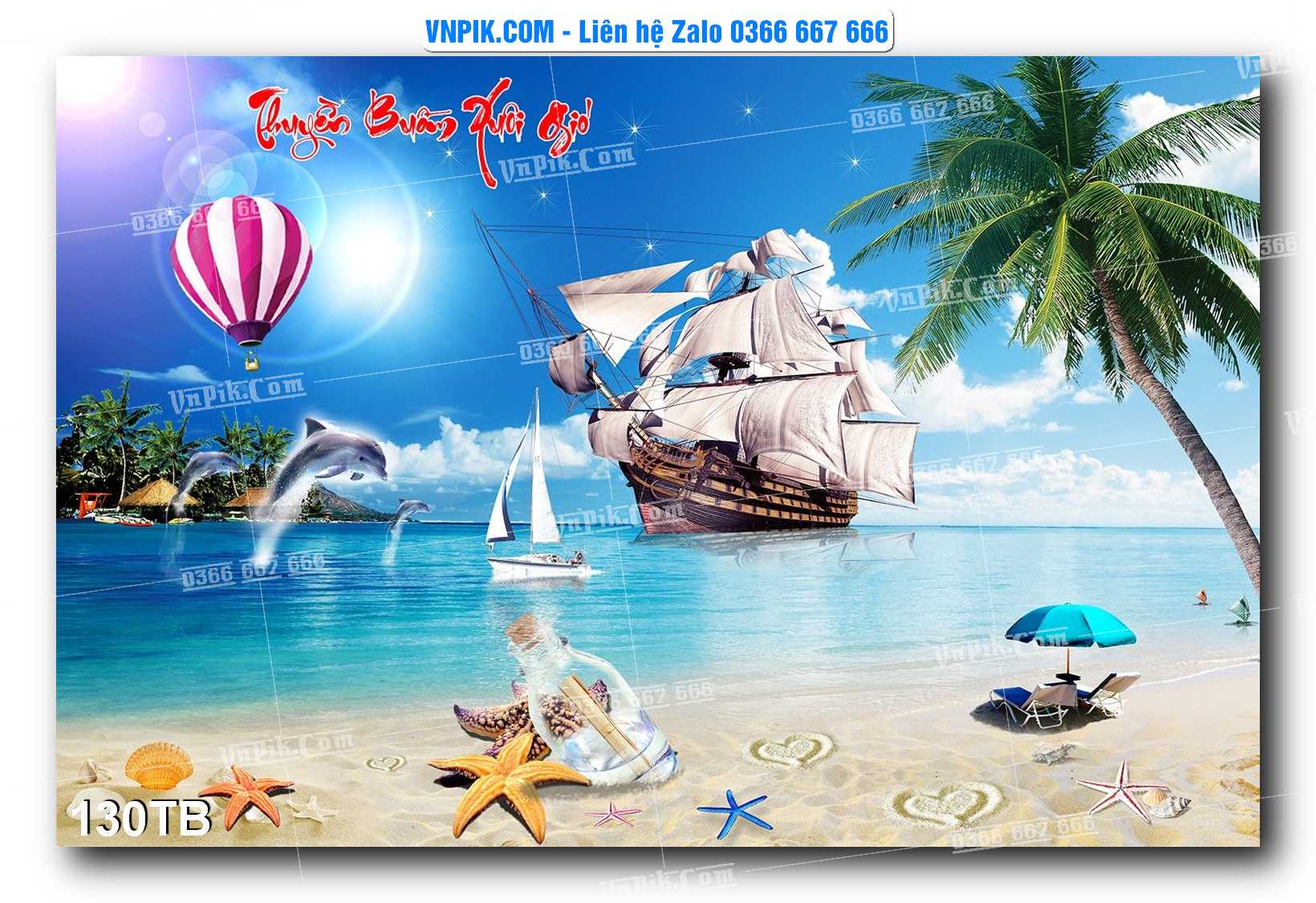 Tranh thuận buồm xuôi gió file PSD mẫu 130TB