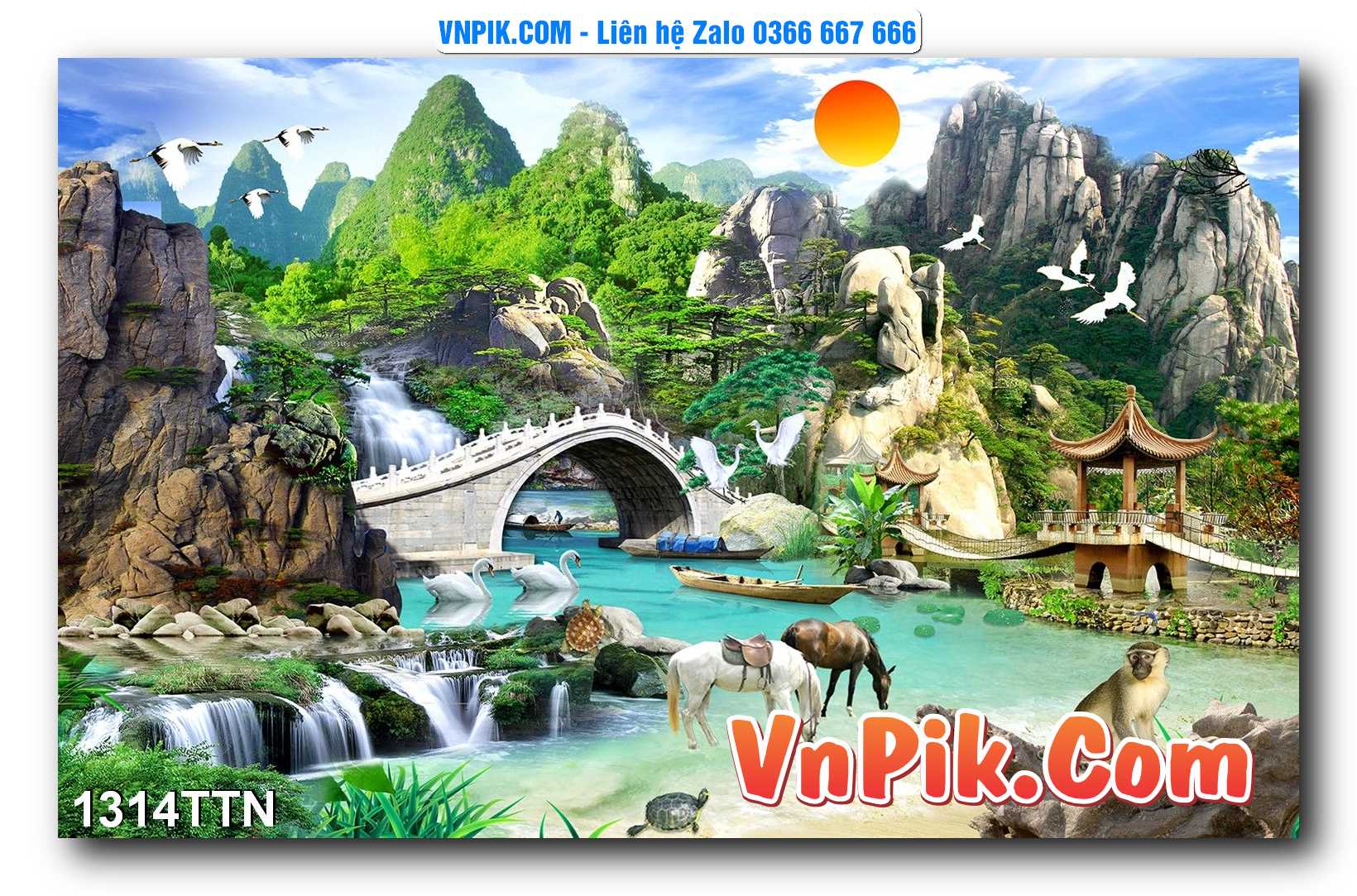 Tranh thác nước – Tranh phong thủy – Tranh treo tường mã 1314TTN