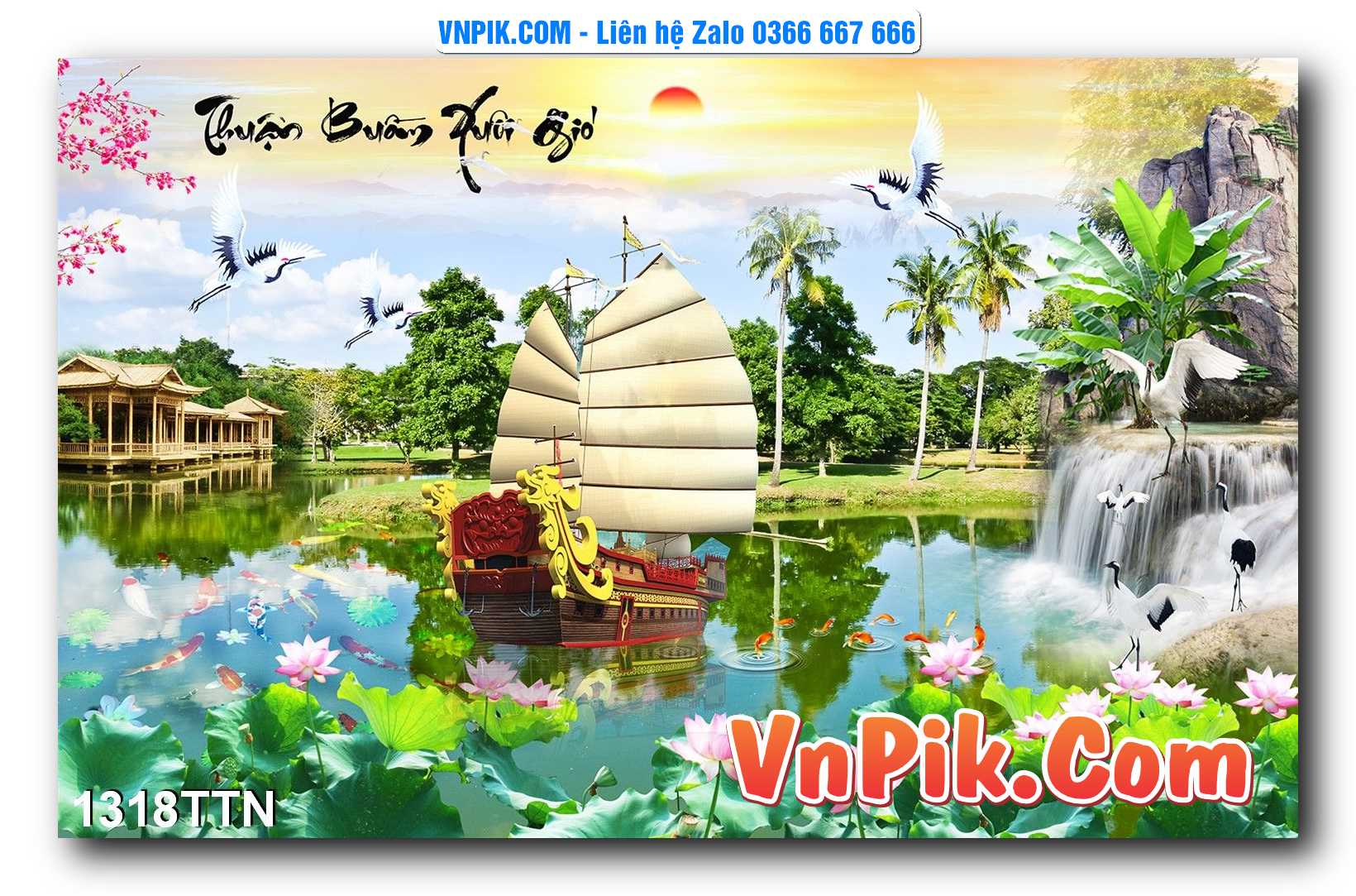 Tranh thác nước – Tranh phong thủy – Tranh treo tường mã 1318TTN