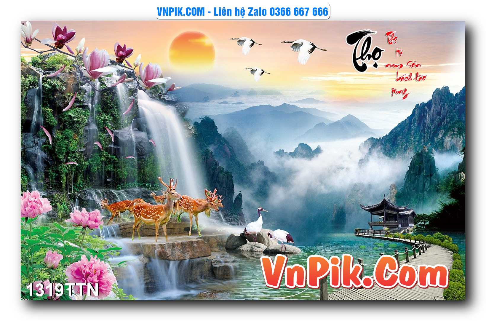 Tranh thác nước – Tranh phong thủy – Tranh treo tường mã 1319TTN