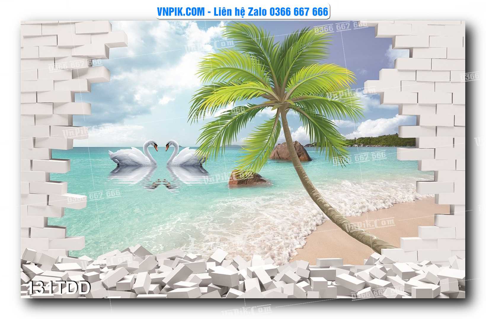 Tranh đại dương – cá heo 3D – tranh bể cá 131TDD