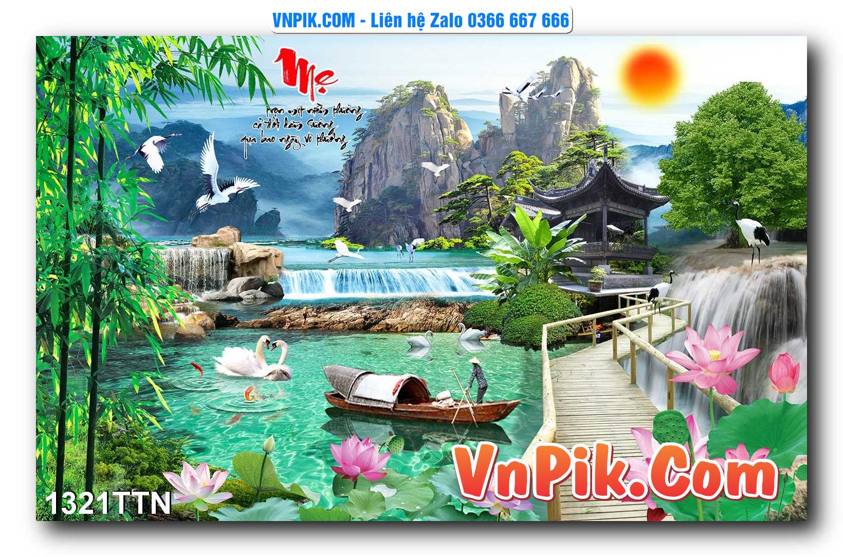 Tranh thác nước – Tranh phong thủy – Tranh treo tường mã 1321TTN