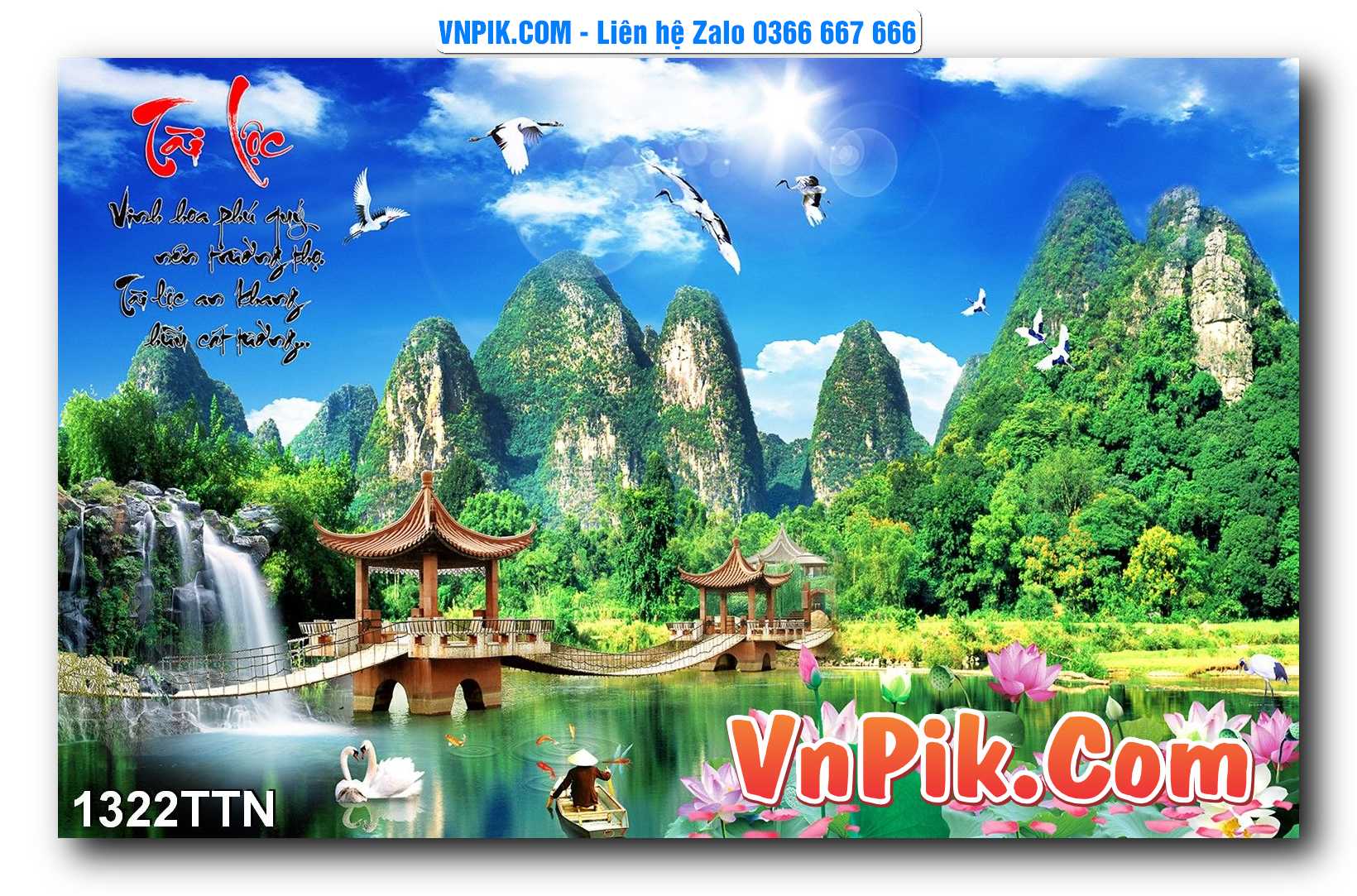 Tranh thác nước – Tranh phong thủy – Tranh treo tường mã 1322TTN