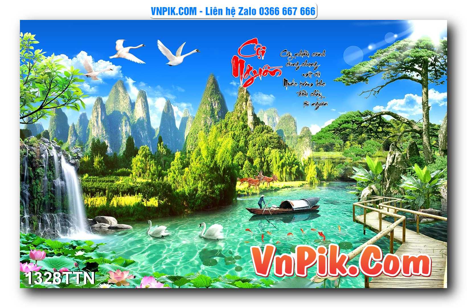 Tranh thác nước – Tranh phong thủy – Tranh treo tường mã 1328TTN