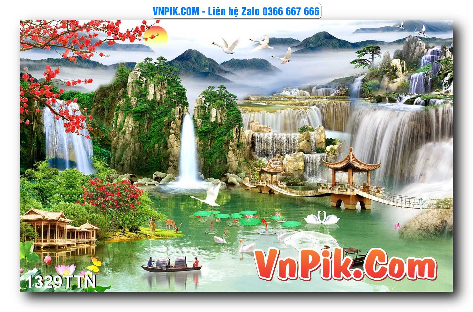 Tranh thác nước – Tranh phong thủy – Tranh treo tường mã 1329TTN