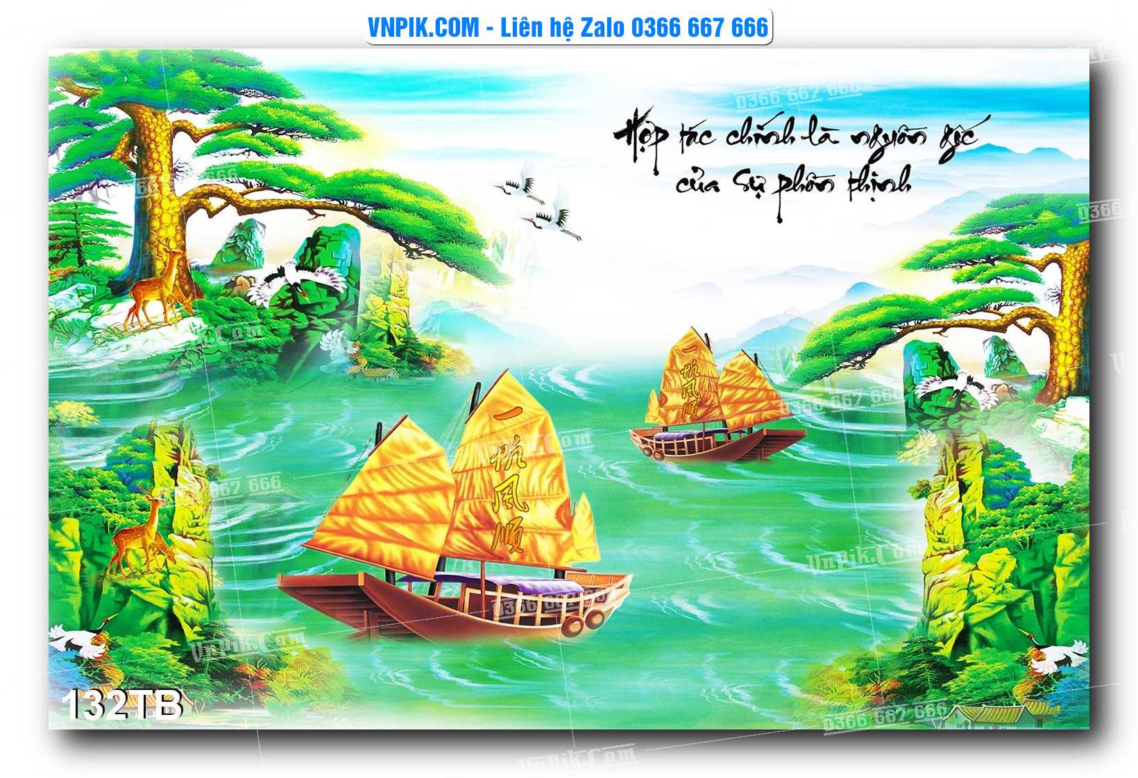 Tranh thuận buồm xuôi gió file PSD mẫu 132TB