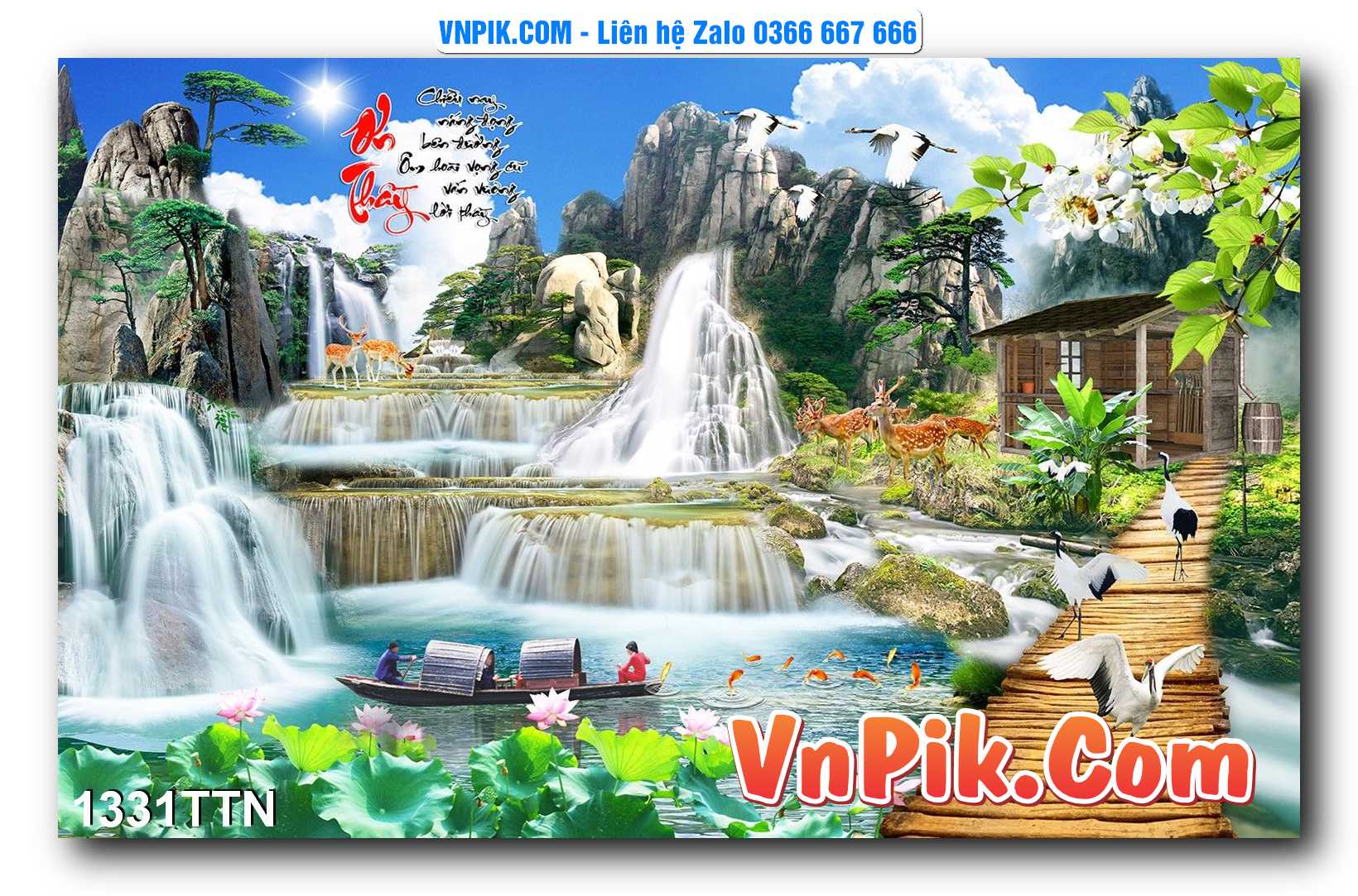 Tranh thác nước – Tranh phong thủy – Tranh treo tường mã 1331TTN
