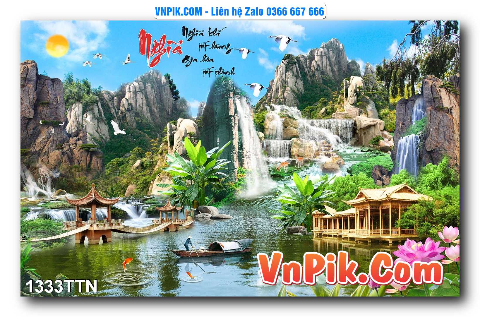 Tranh thác nước – Tranh phong thủy – Tranh treo tường mã 1333TTN