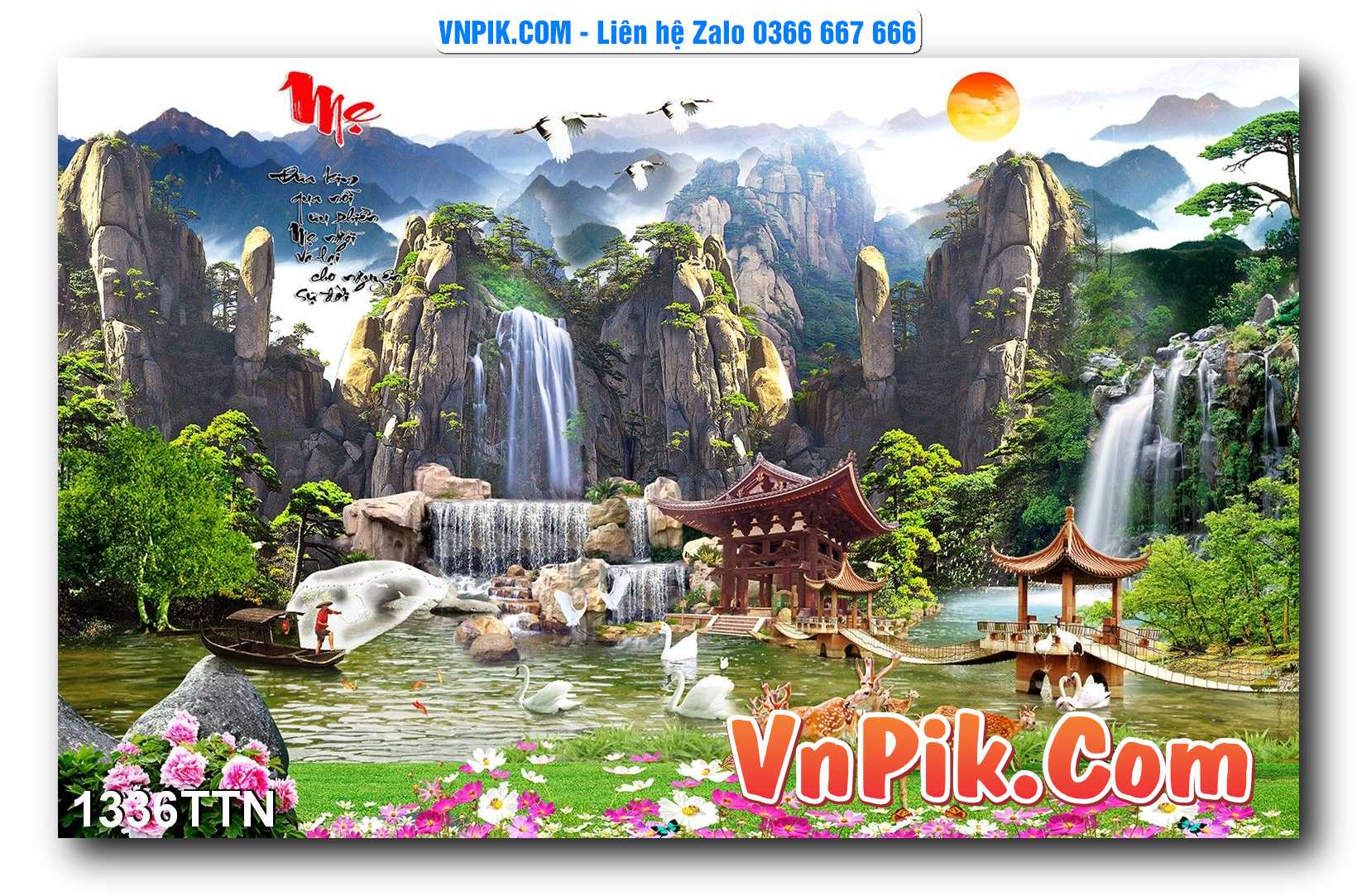 Tranh thác nước – Tranh phong thủy – Tranh treo tường mã 1336TTN