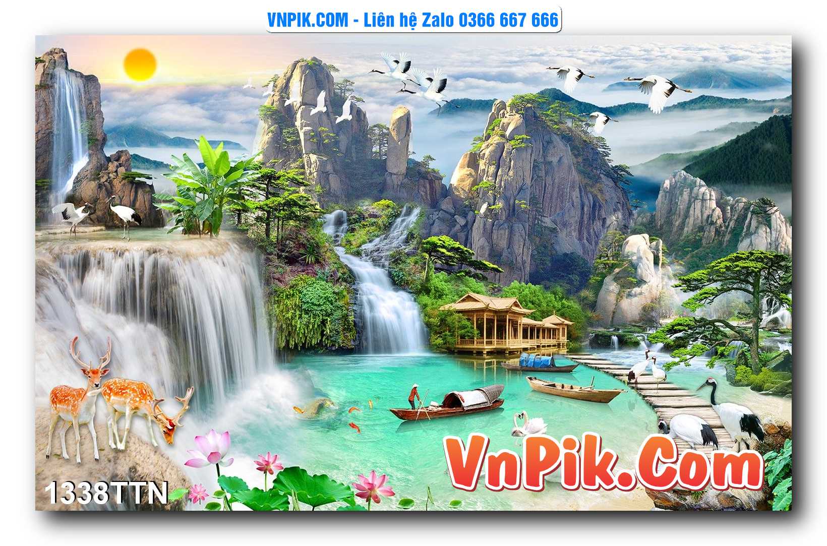 Tranh thác nước – Tranh phong thủy – Tranh treo tường mã 1338TTN