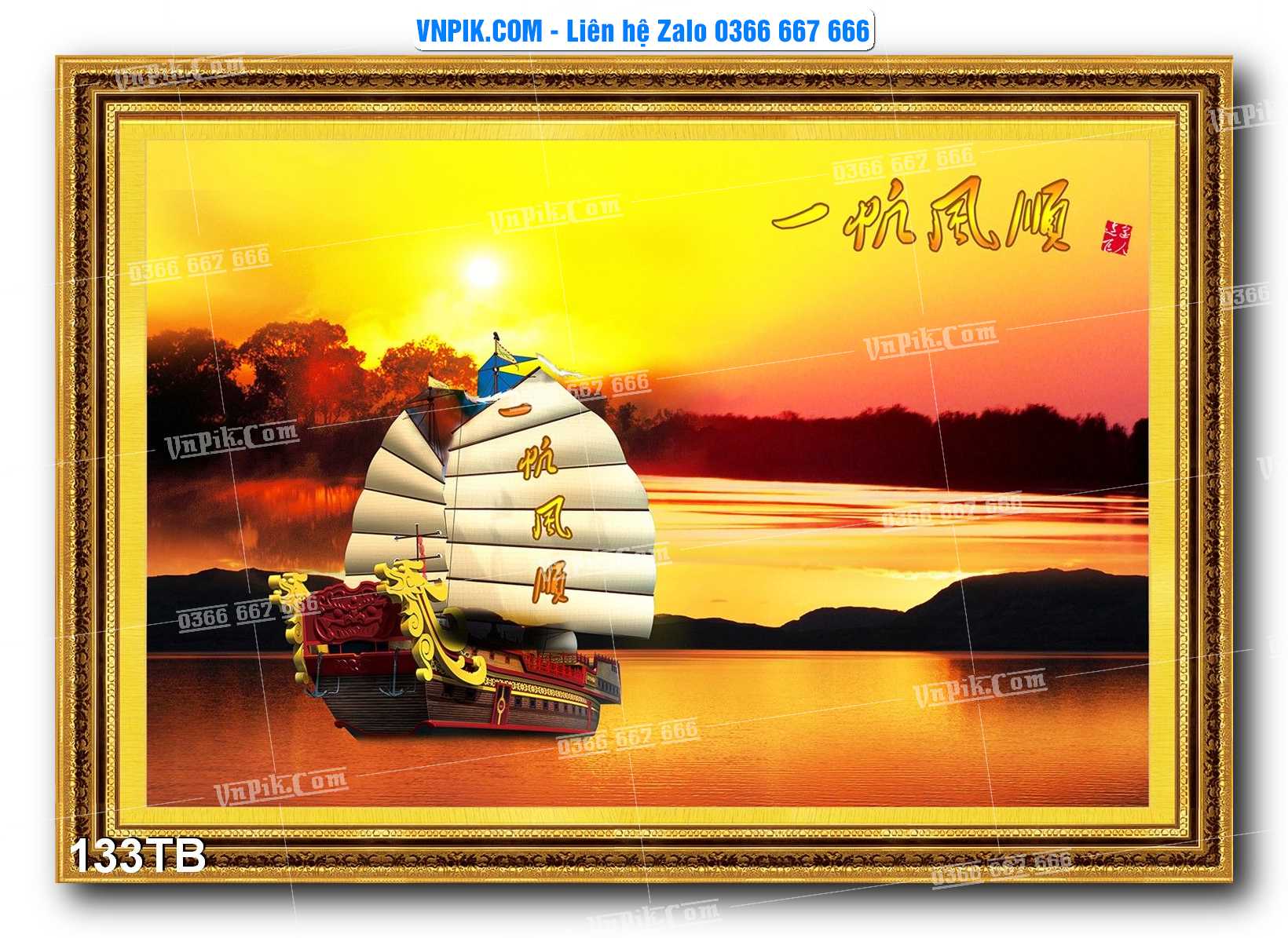 Tranh thuận buồm xuôi gió file PSD mẫu 133TB