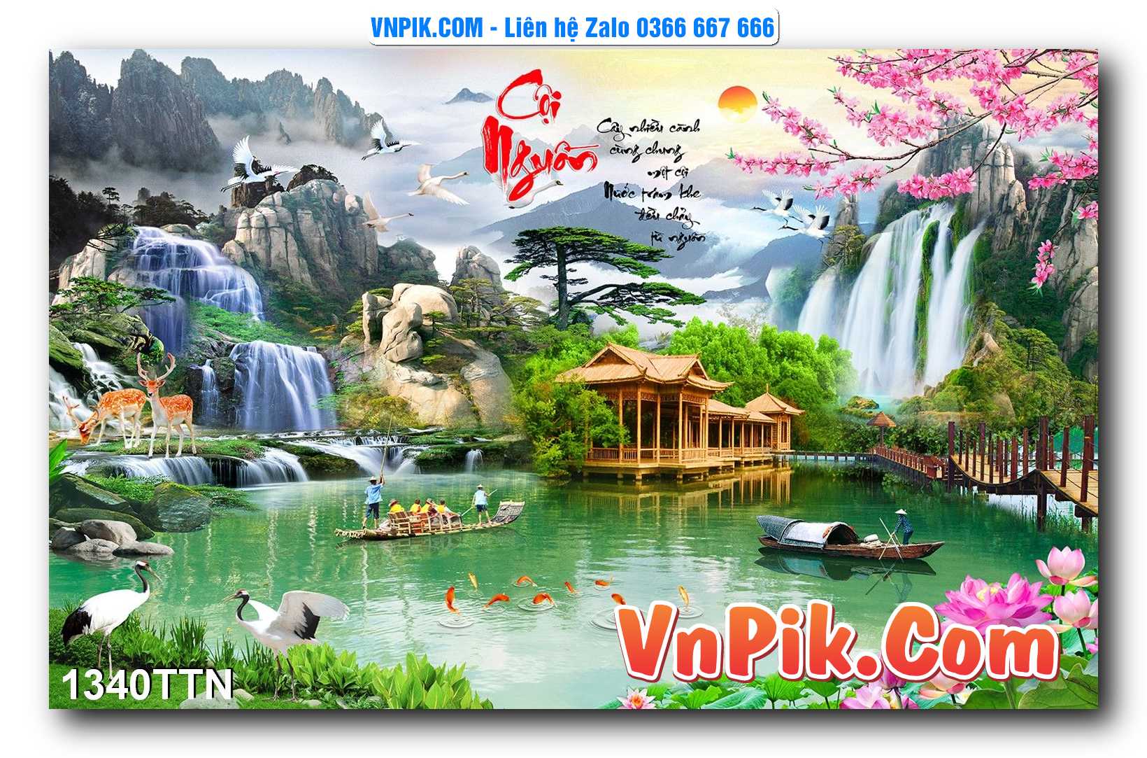 Tranh thác nước – Tranh phong thủy – Tranh treo tường mã 1340TTN