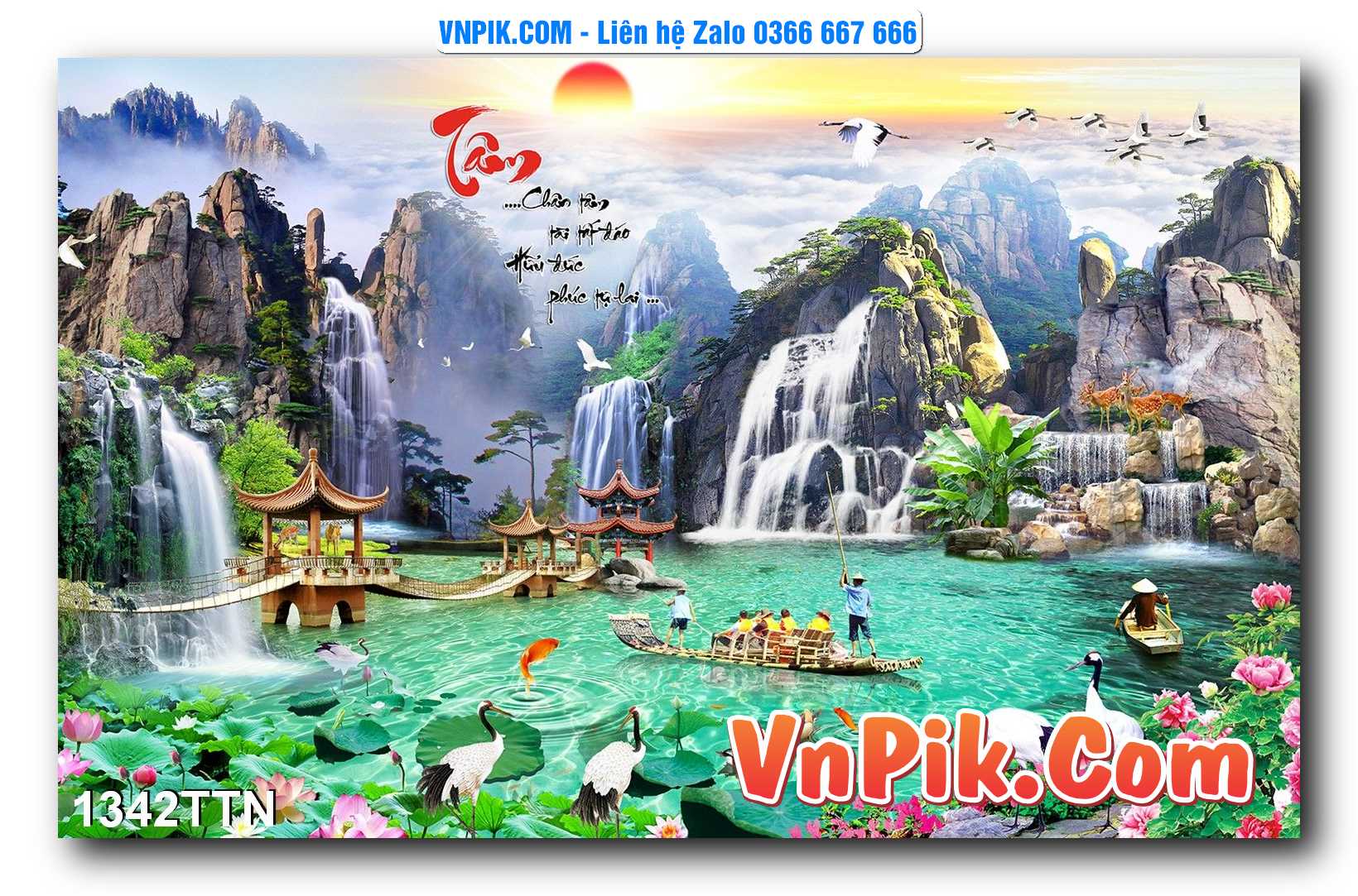 Tranh thác nước – Tranh phong thủy – Tranh treo tường mã 1342TTN