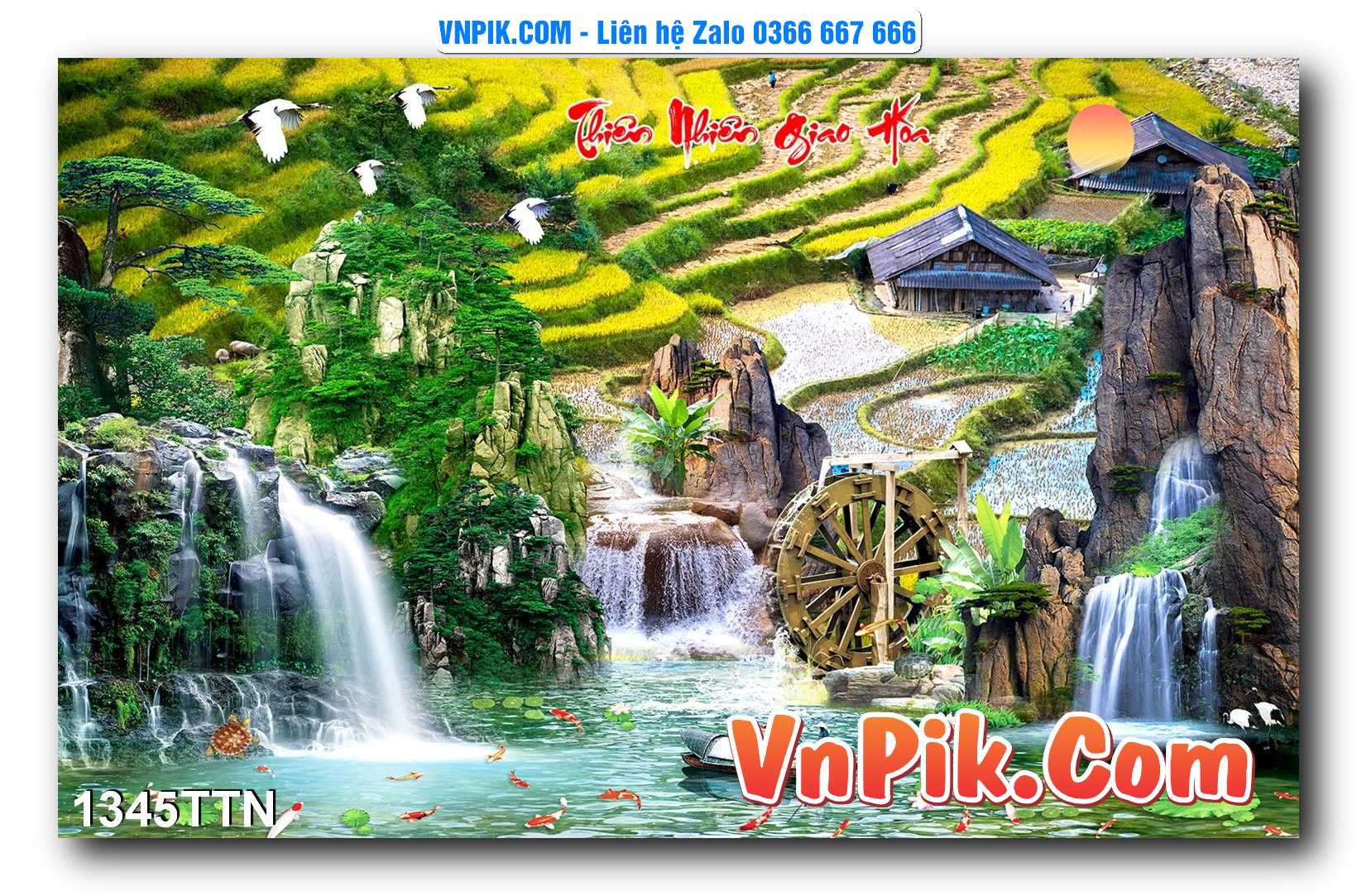 Tranh thác nước – Tranh phong thủy – Tranh treo tường mã 1345TTN