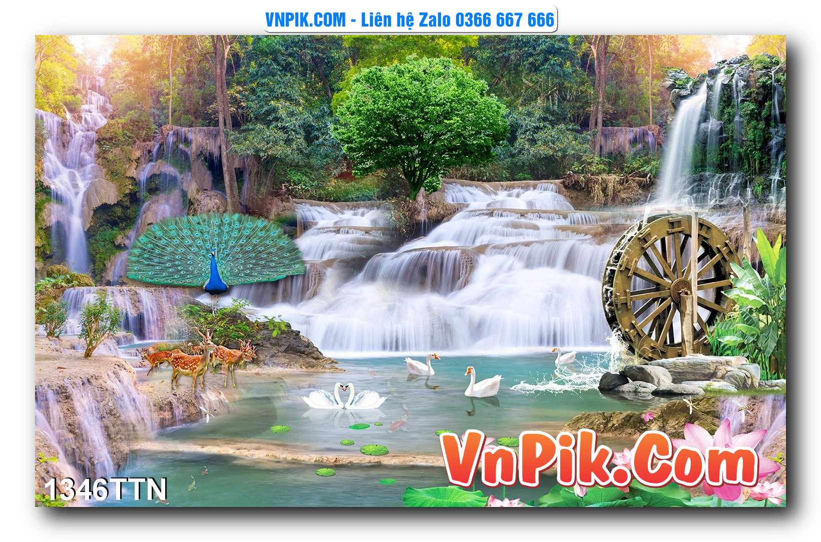 Tranh thác nước – Tranh phong thủy – Tranh treo tường mã 1346TTN