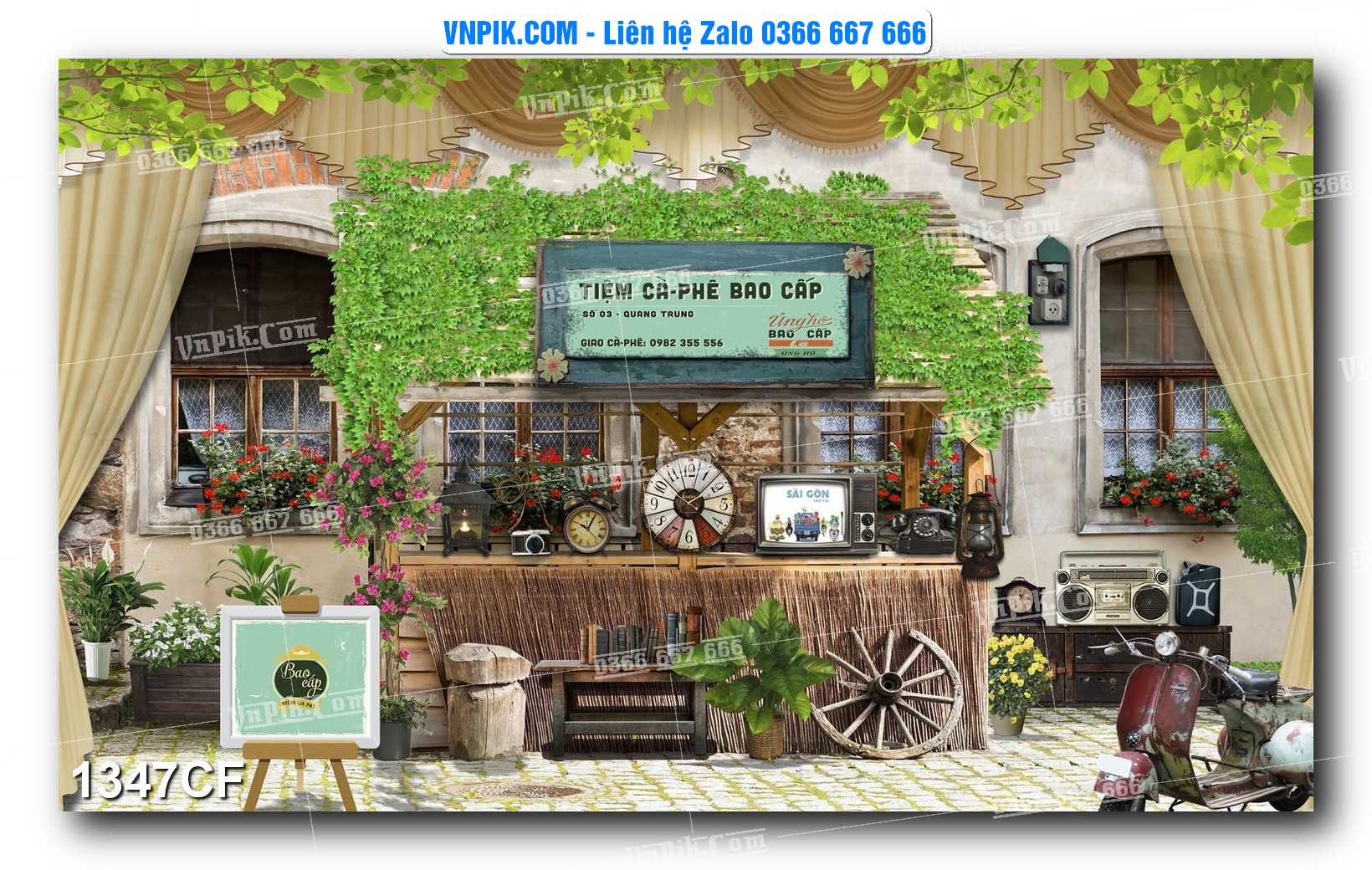 Tranh tường trang trí quán cà phê – trà chanh – trà sữa mã 1347CF