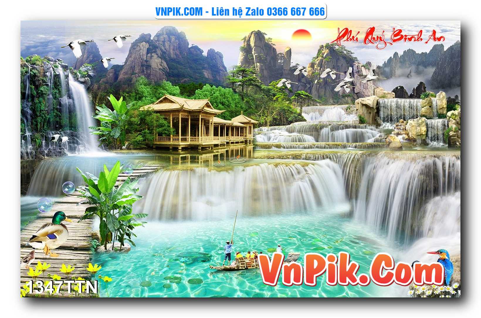 Tranh thác nước – Tranh phong thủy – Tranh treo tường mã 1347TTN