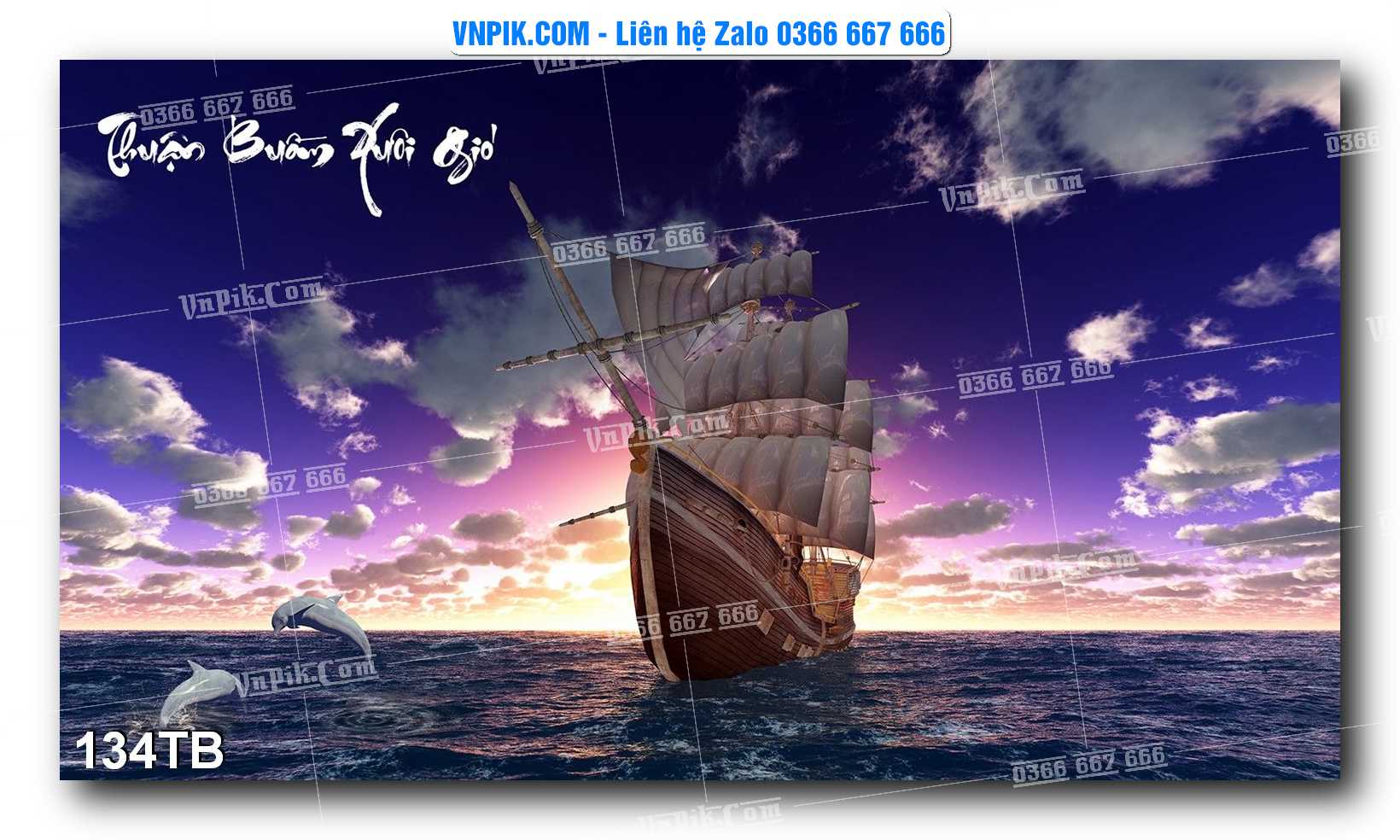 Tranh thuận buồm xuôi gió file PSD mẫu 134TB