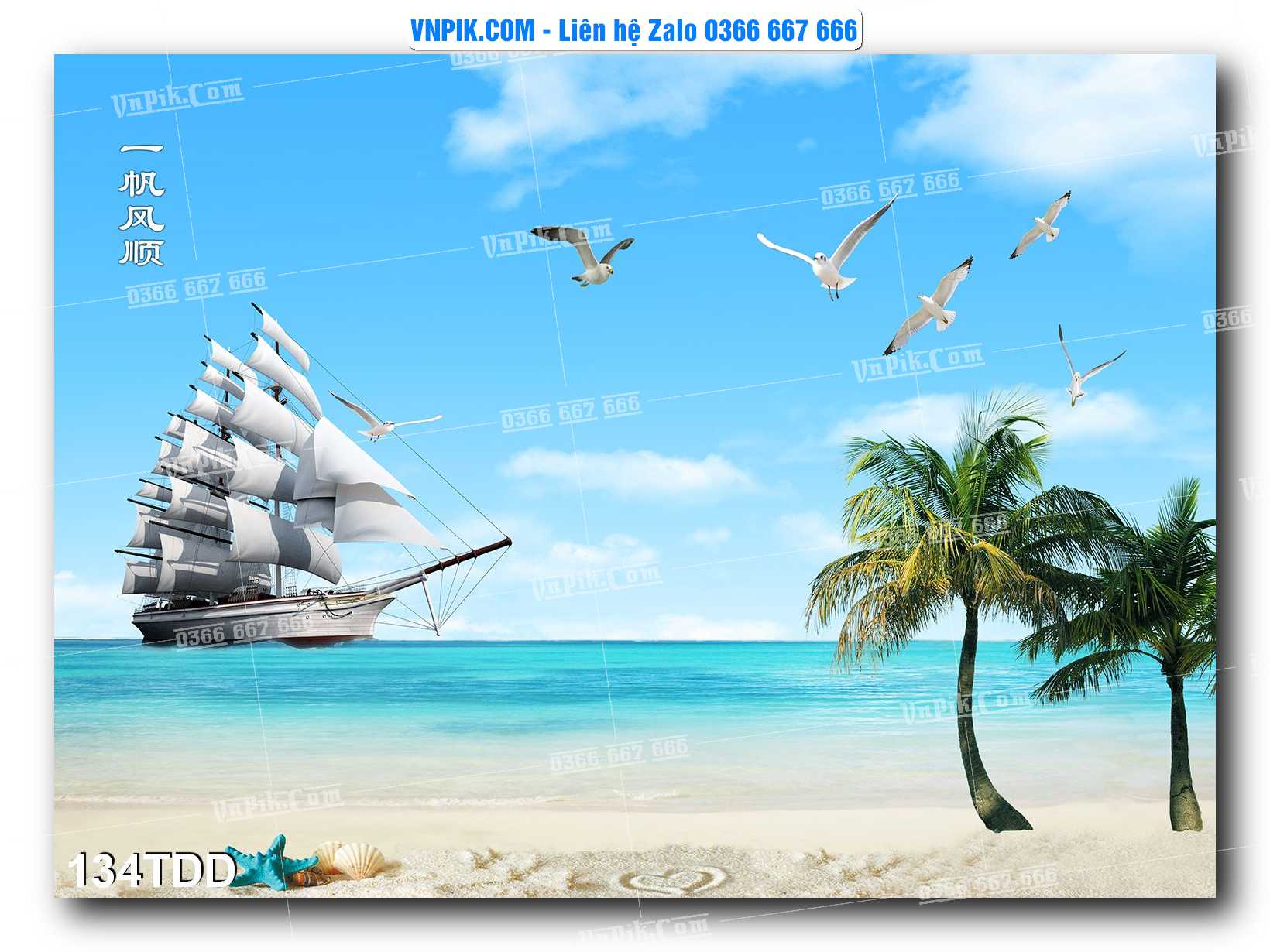 Tranh đại dương – cá heo 3D – tranh bể cá 134TDD