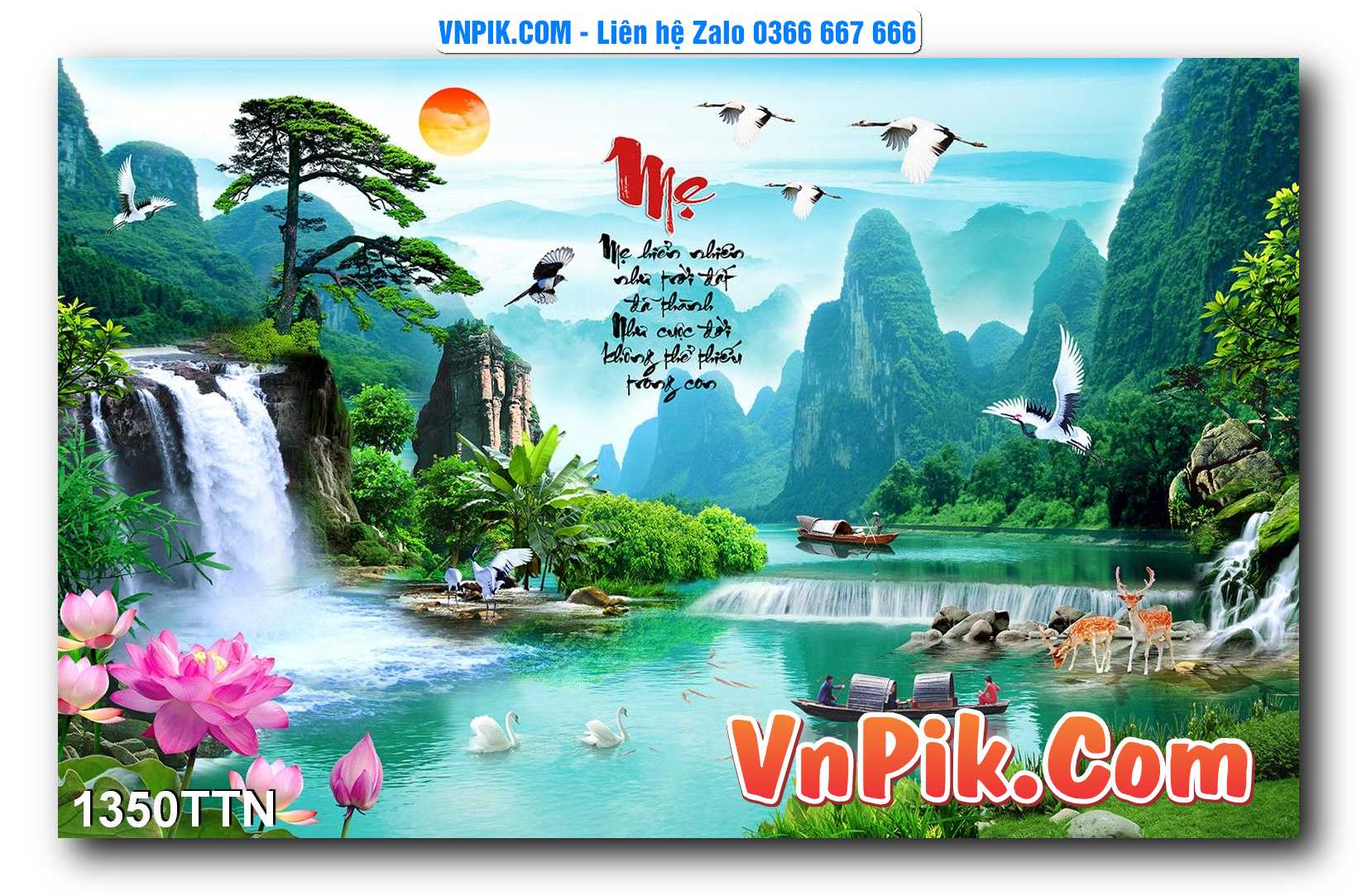Tranh thác nước – Tranh phong thủy – Tranh treo tường mã 1350TTN