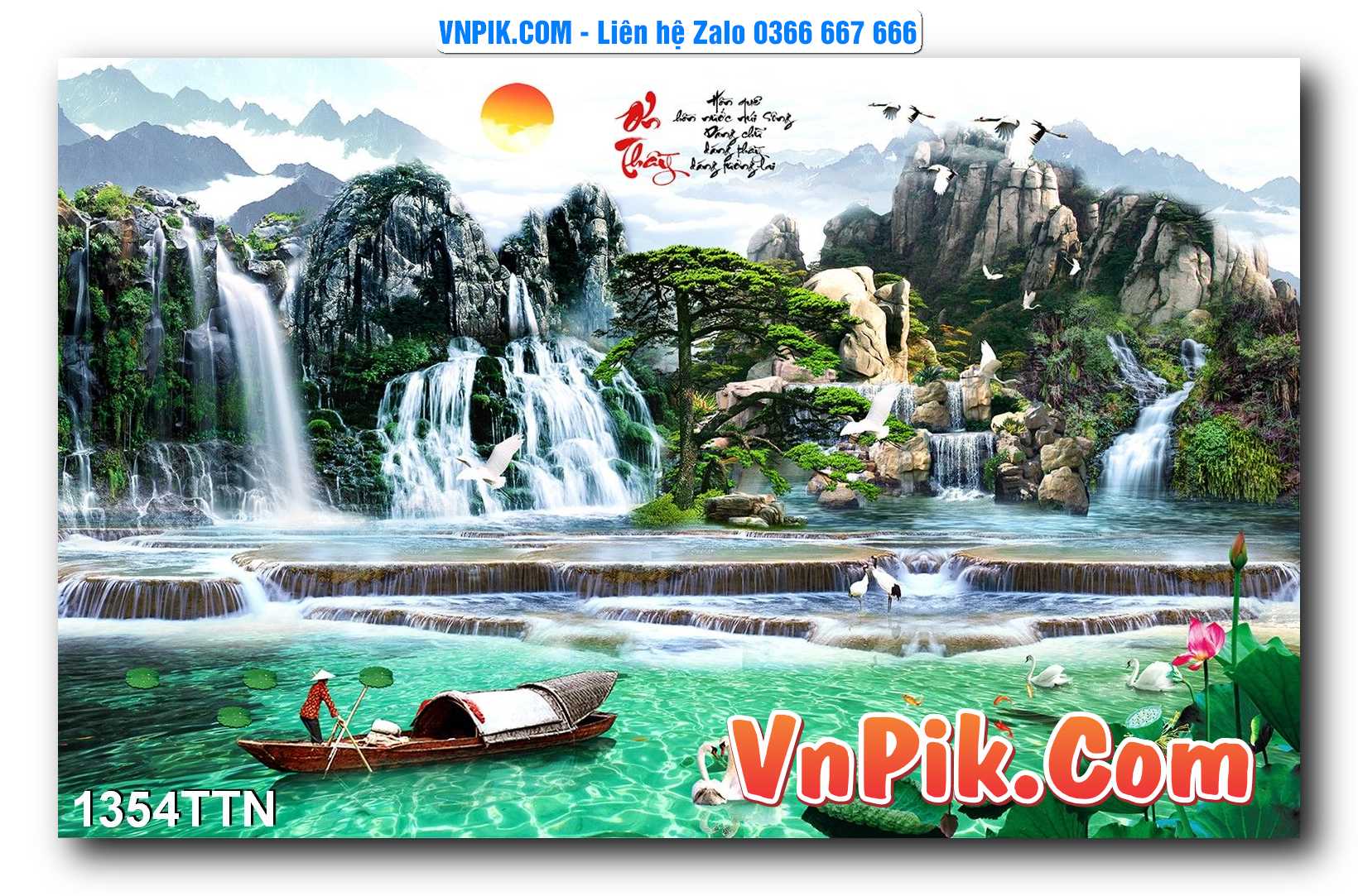 Tranh thác nước – Tranh phong thủy – Tranh treo tường mã 1354TTN