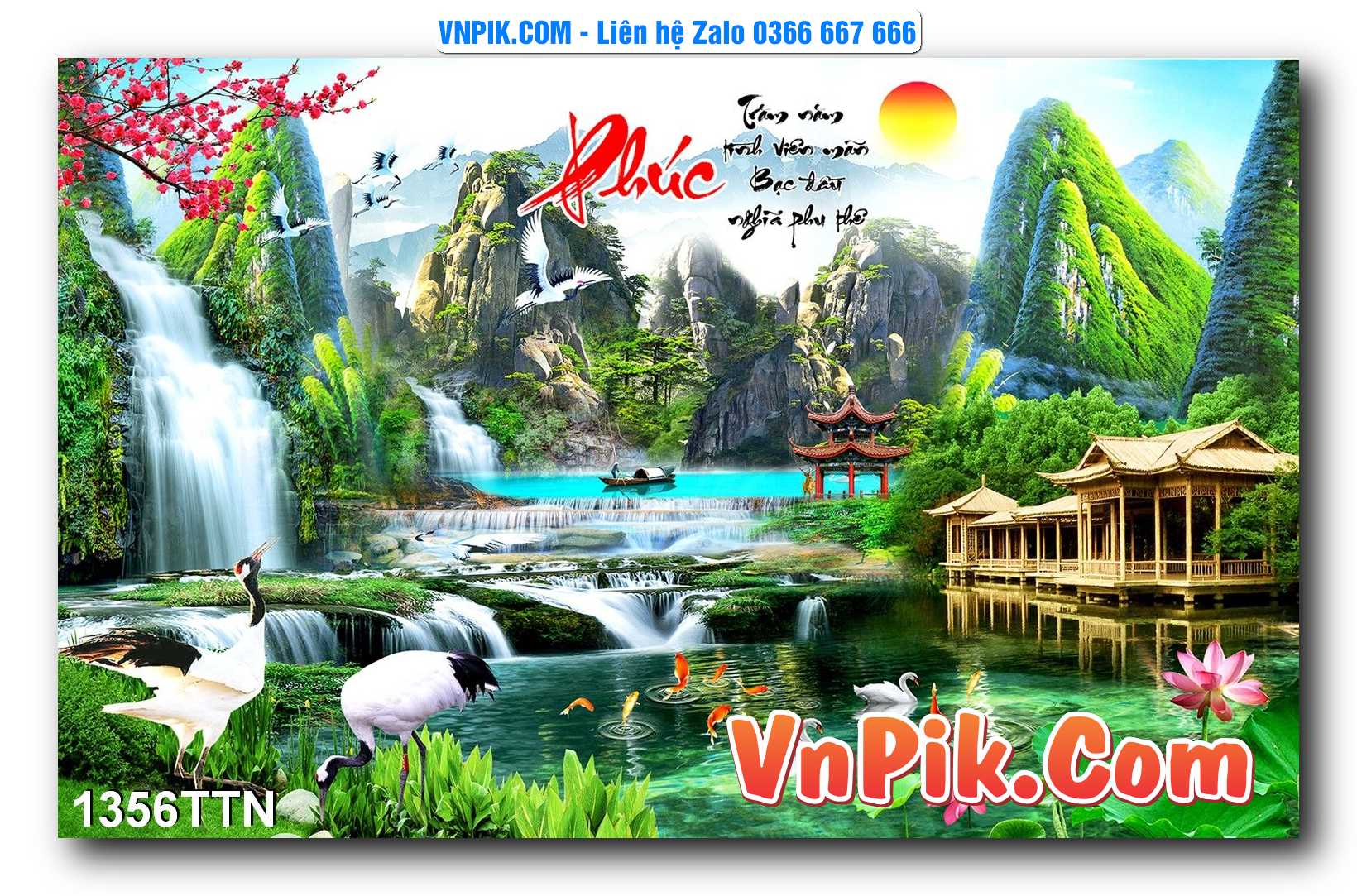 Tranh thác nước – Tranh phong thủy – Tranh treo tường mã 1356TTN