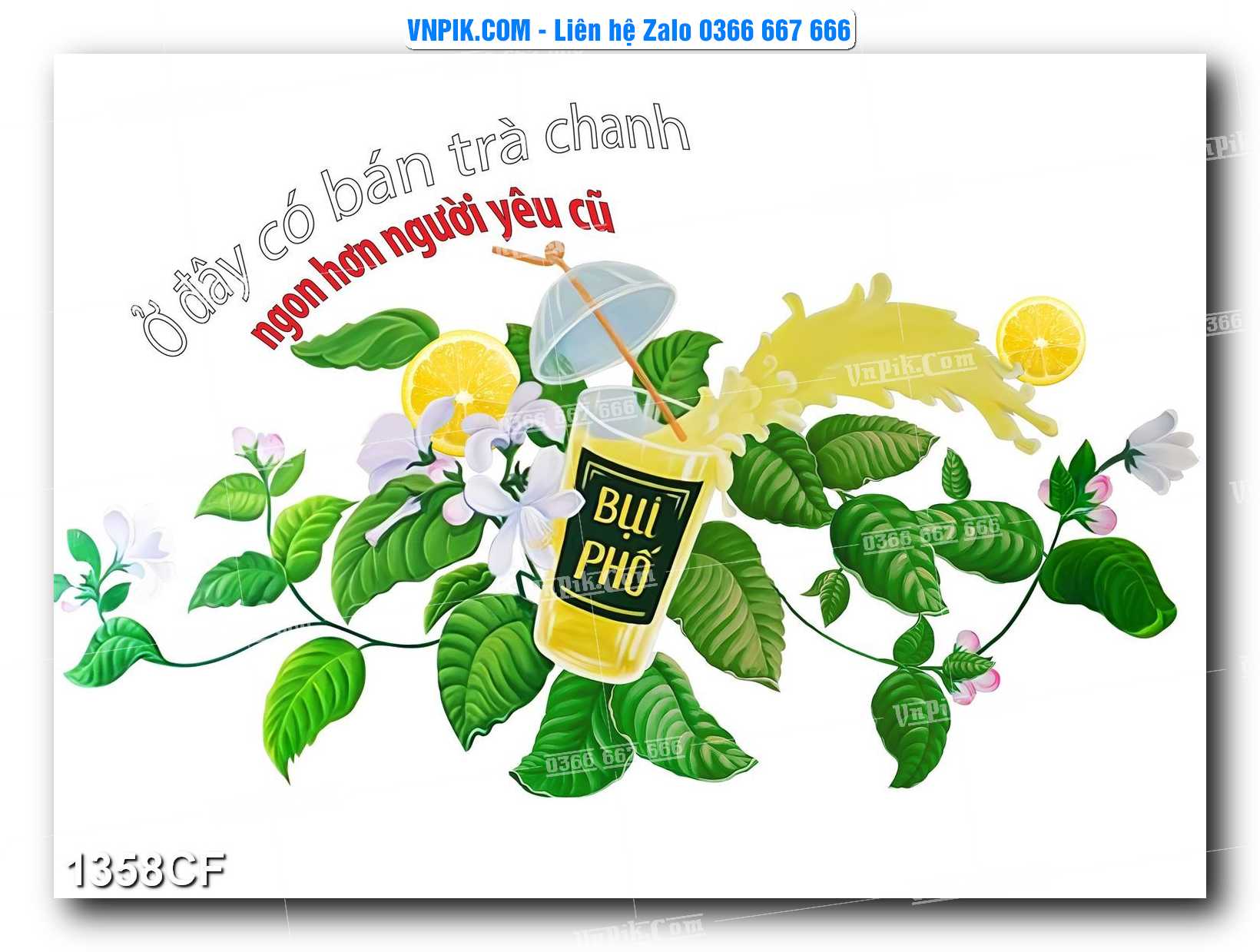 Tranh tường trang trí quán cà phê – trà chanh – trà sữa mã 1358CF