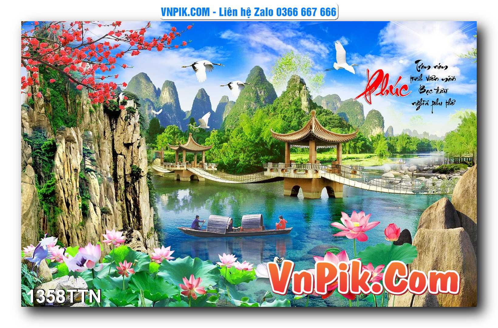 Tranh thác nước – Tranh phong thủy – Tranh treo tường mã 1358TTN